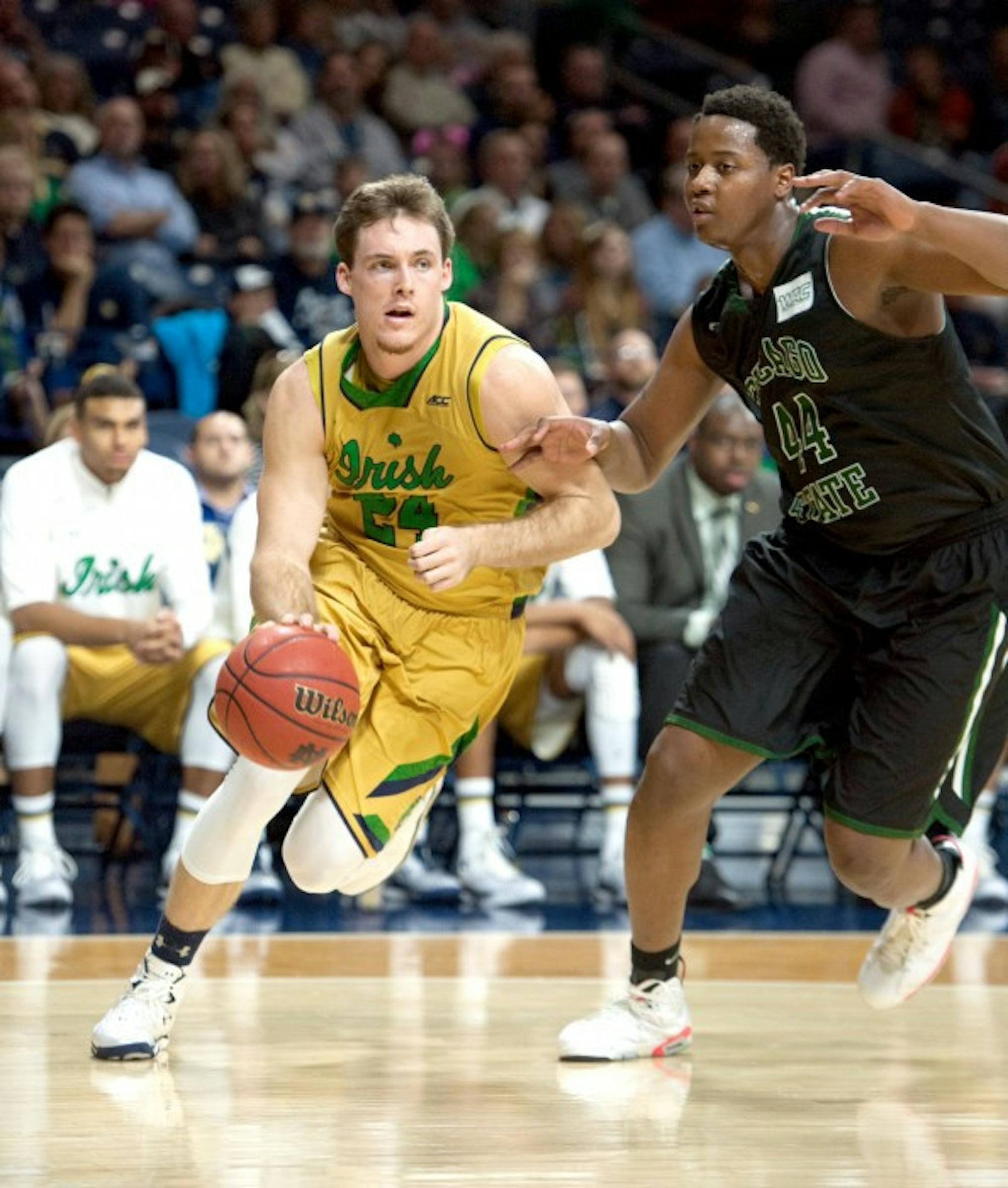Irish senior guard/forward Pat Connaughton cuts by a defender during Notre Dame's 90-42 win over Chicago State on Nov. 29.
