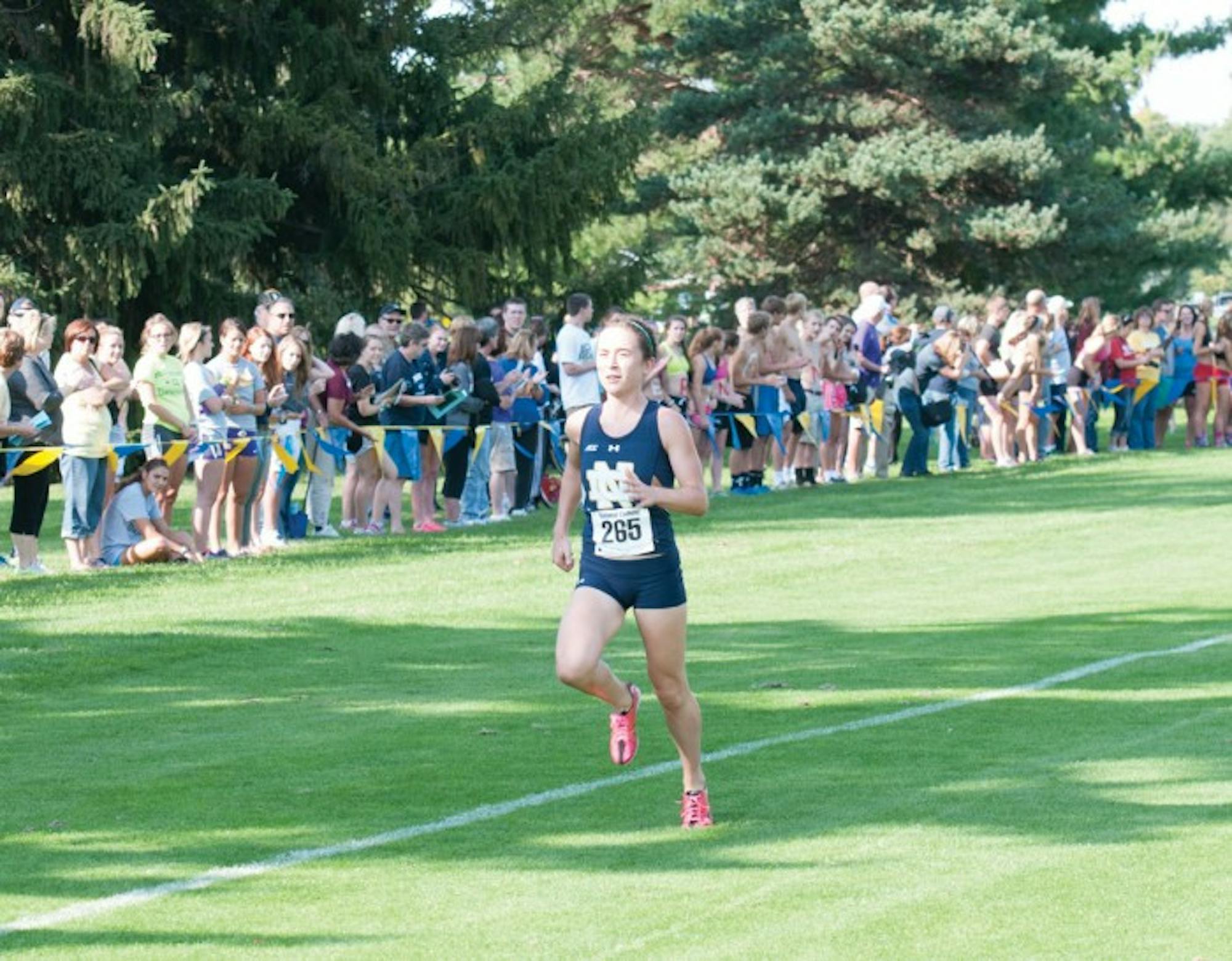 Irish junior Molly Seidel sprints to the finish line during the National Catholic Championships on Sept. 19 at Notre Dame Golf Course. Seidel won the race and led the women’s squad to the team title.