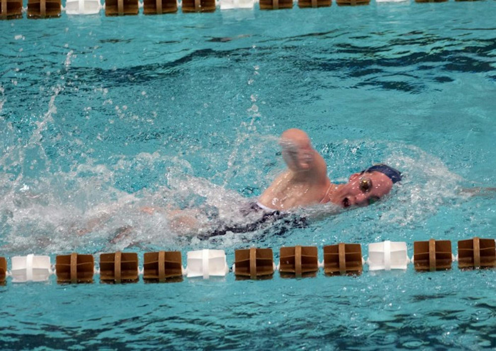 Senior Erin Foley swims the 200-meter freestyle during a win over Valparaiso at Rolfs Aquatic Center on Nov. 15, 2013.