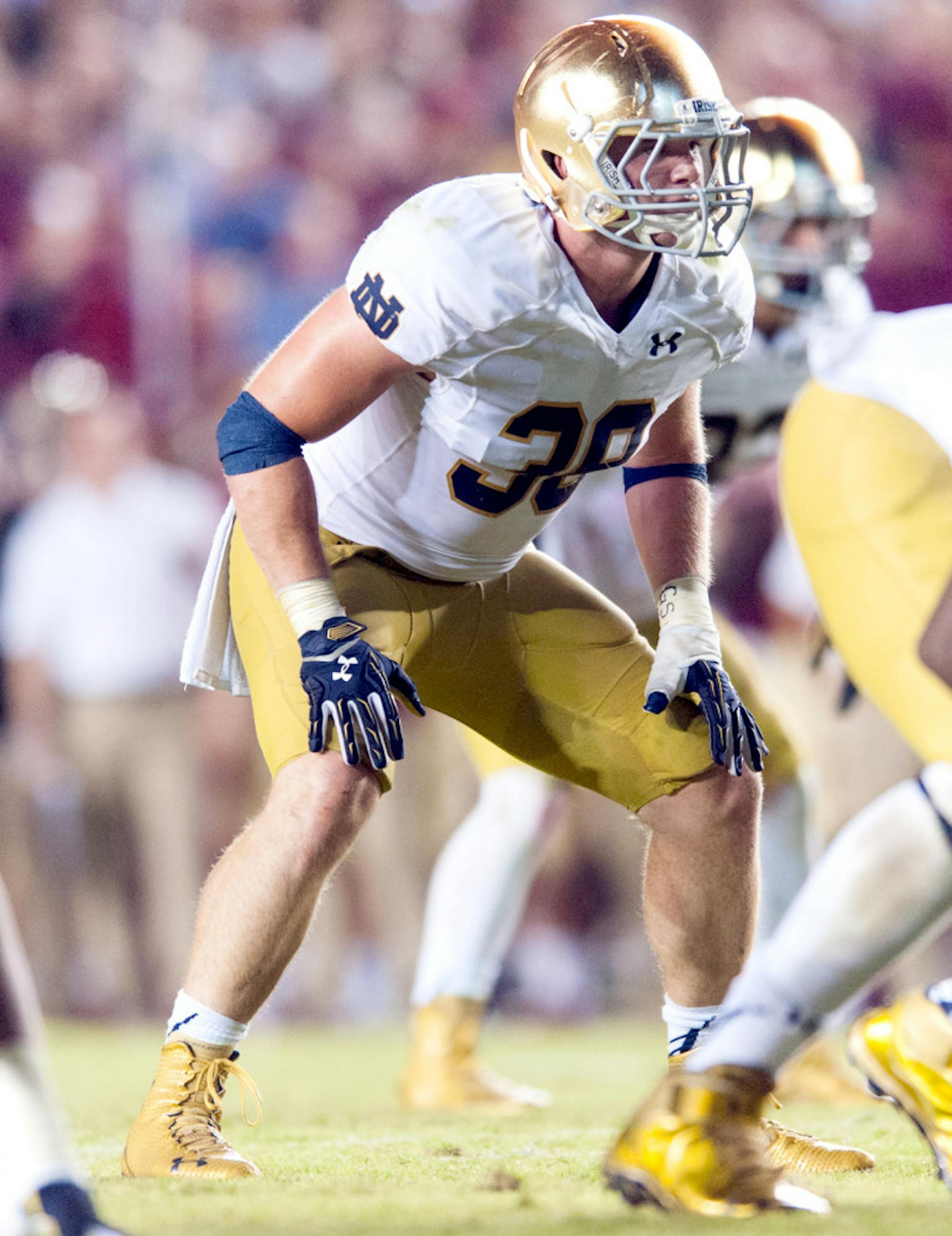 Irish senior linebacker Joe Schmidt is out for the season with a fractured and dislocated left ankle suffered during Notre Dame’s 49-39 win over Navy on Saturday. Schmidt leads the Irish with 65 tackles.