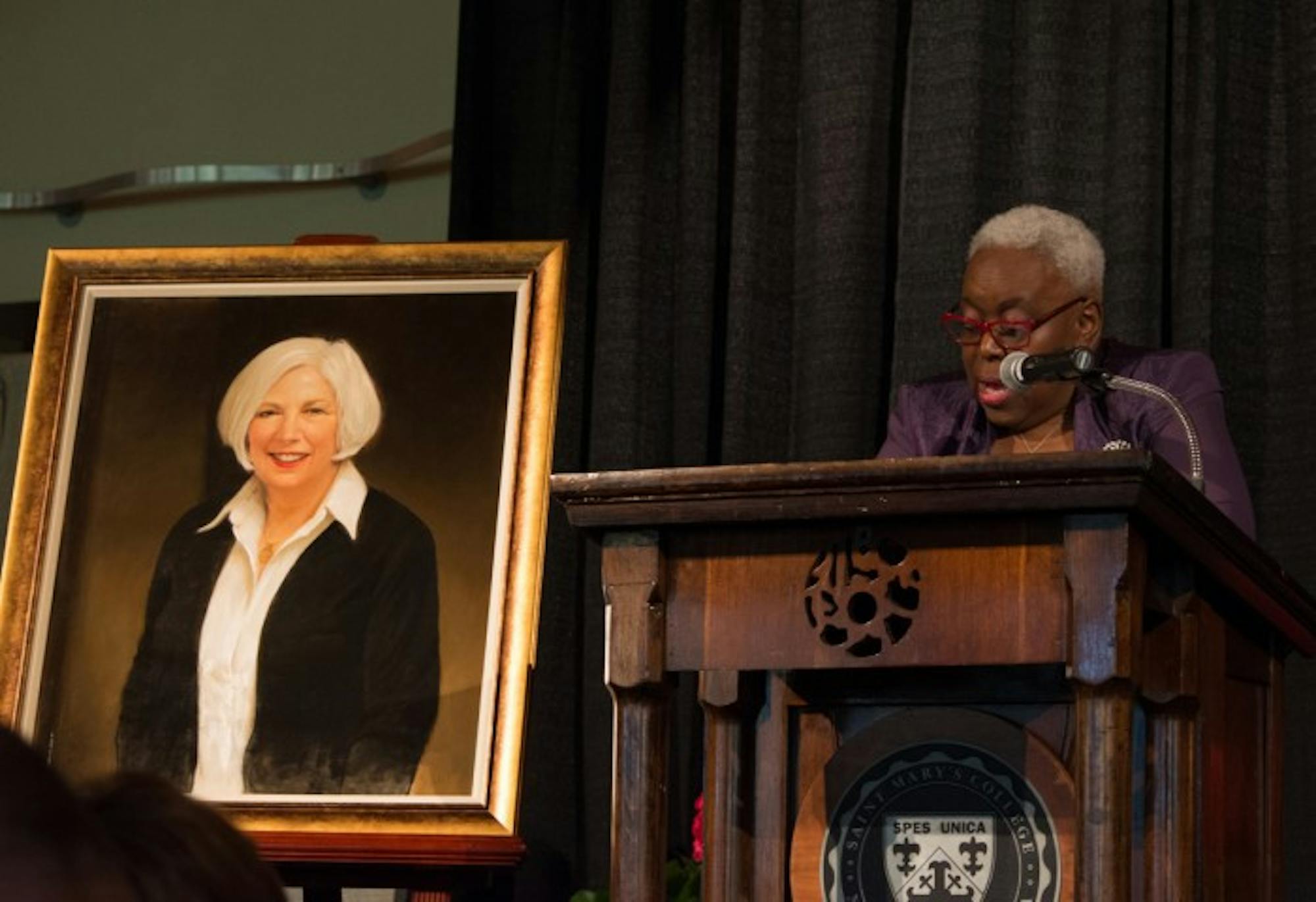 College unveils Mooney’s presidential portrait at a tribute dinner on Friday.