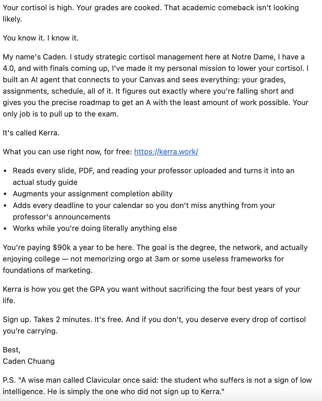 AI company, Kerra, promoted to students on Monday evening