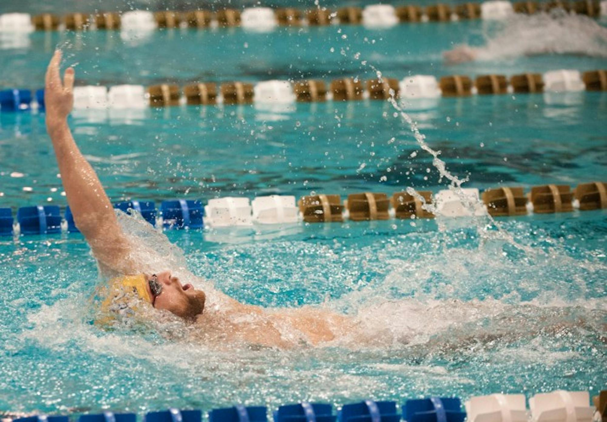 Notre Dame senior John Williamson competes in the men’s 200-yard individual medley race on Feb. 7 at Rolfs Aquatic Center.