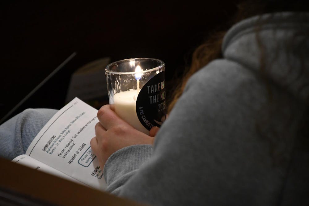 Prayer vigil held at Ryan Hall for Take Back the Night.JPG
