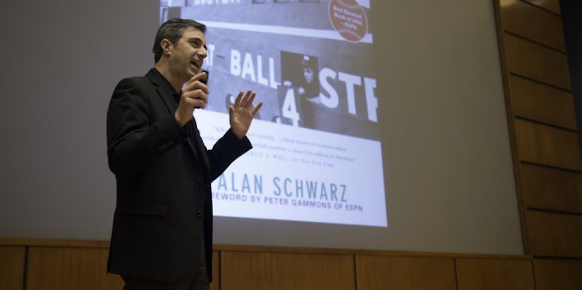 Allan Schwarz, the journalist who broke the story on the football-concussion connection, speaks at Notre Dame on Wednesday.