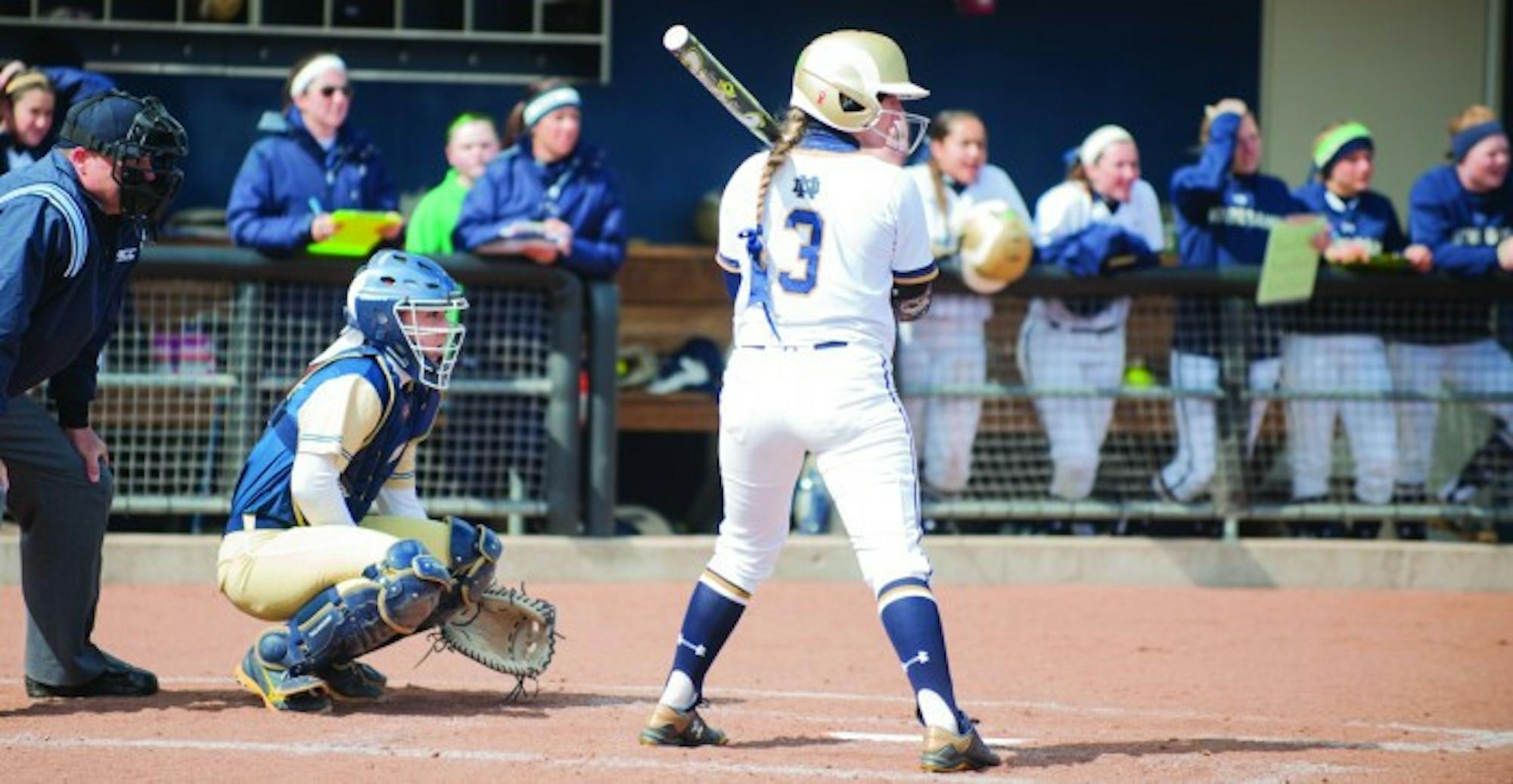 Senior outfielder and two-time All American Emilee Koerner steps up to bat during the March 31 win against Georgia Tech.