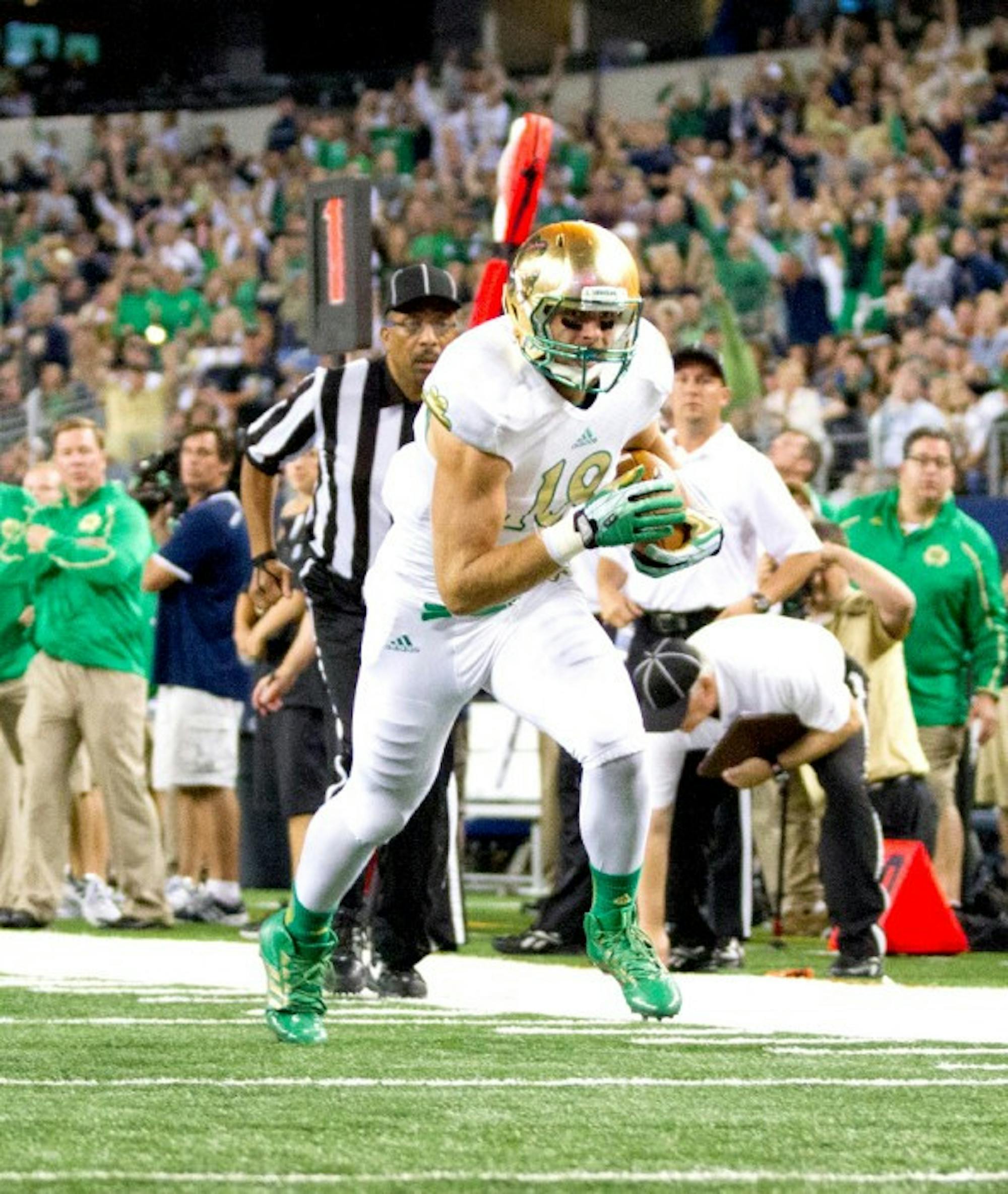 Irish senior tight end Ben Koyack runs toward the end zone during Notre Dame's 37-34 win over Arizona  State on Oct. 5, 2013. With the early departure of Troy Niklas for the NFL, Koyack will have the opportunity to seize the starting job in his final season.