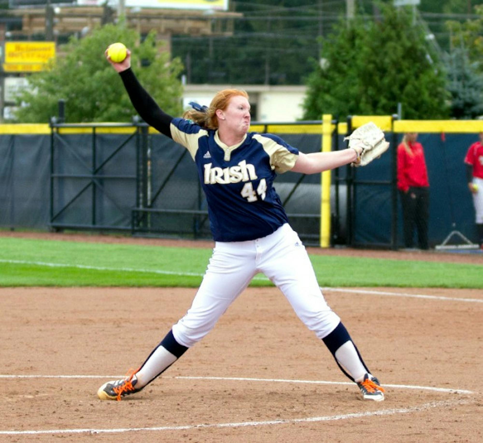 Senior pitcher Laura Winter winds up in a fall exhibition against Illinois St. on Sept. 15.