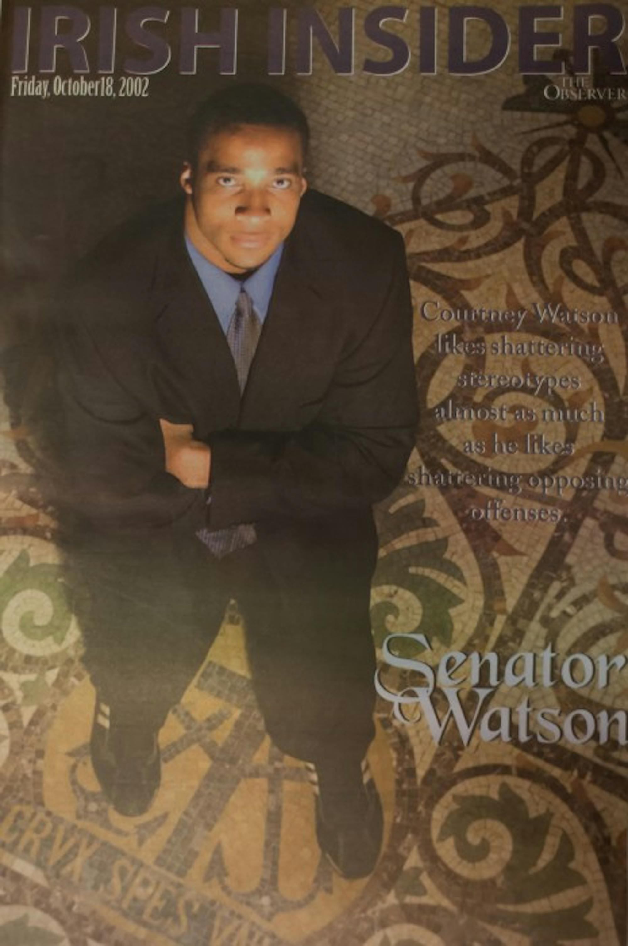 Former Irish linebacker Courtney Watson, featured here in the Oct. 18, 2002, edition of “Irish Insider,” served as a senator for Zahm House.