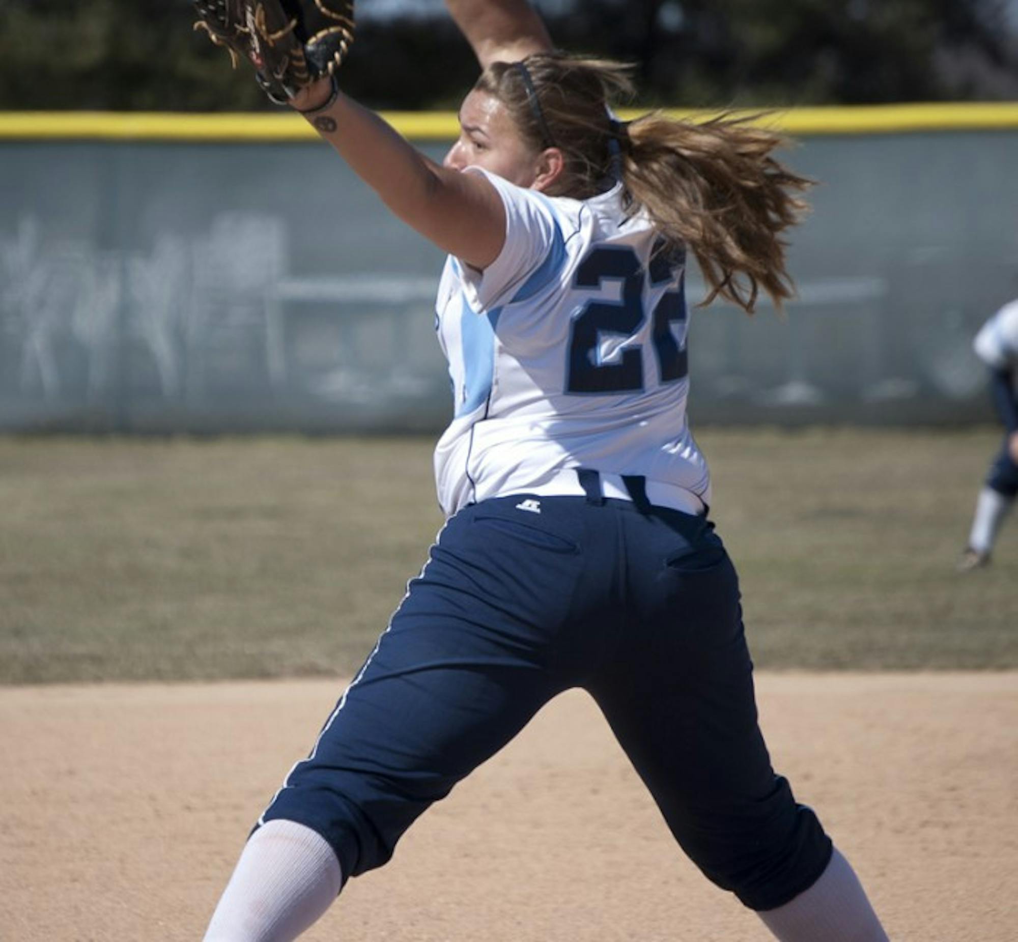 Senior pitcher Callie Selner delivers a pitch against Defiance on March 2. Selner has a 1.98 ERA so far this season.