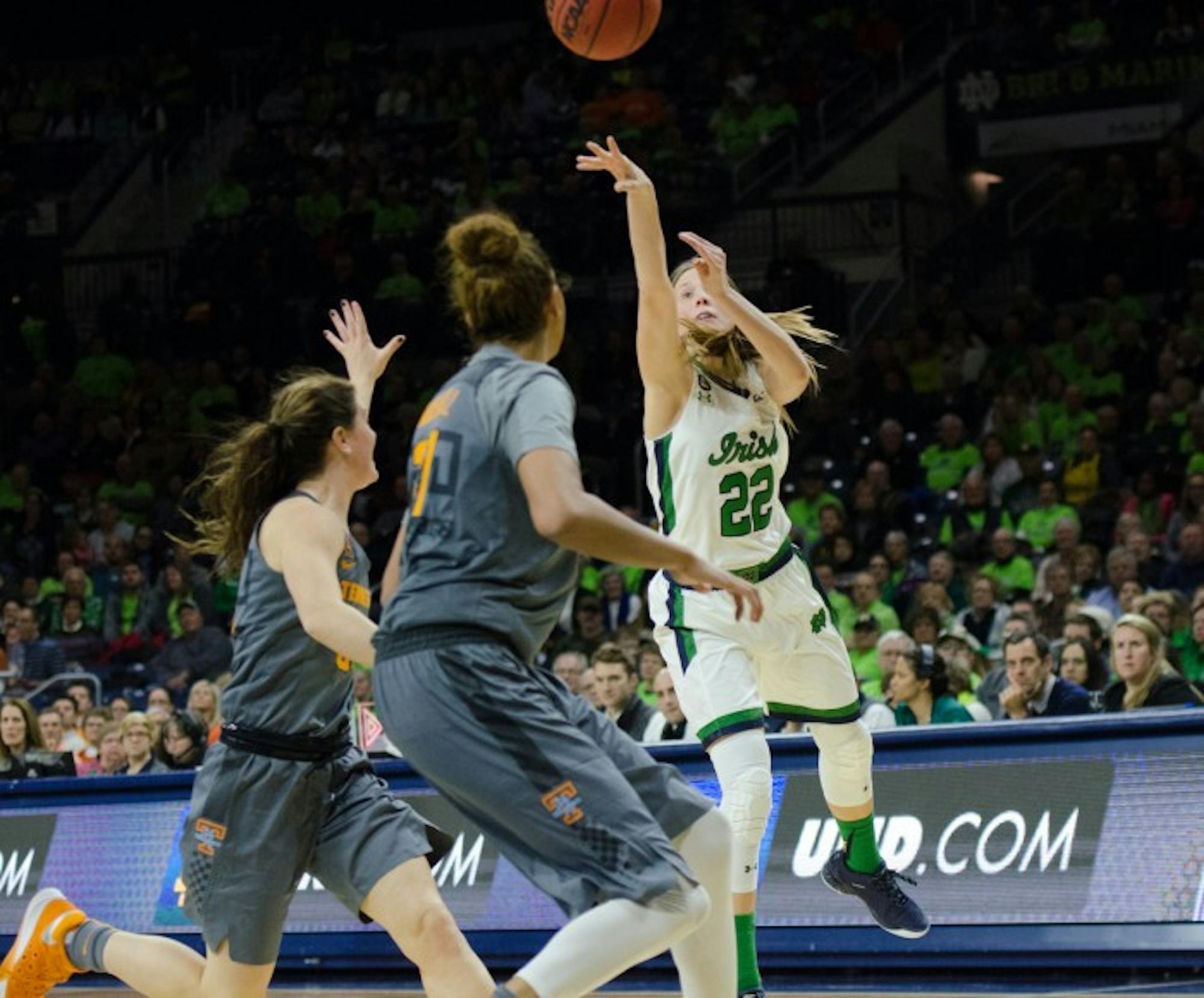 Graduate student guard Madison Cable shoots during a 79-66 victory over Tennessee on Jan. 18 at Purcell Pavilion.