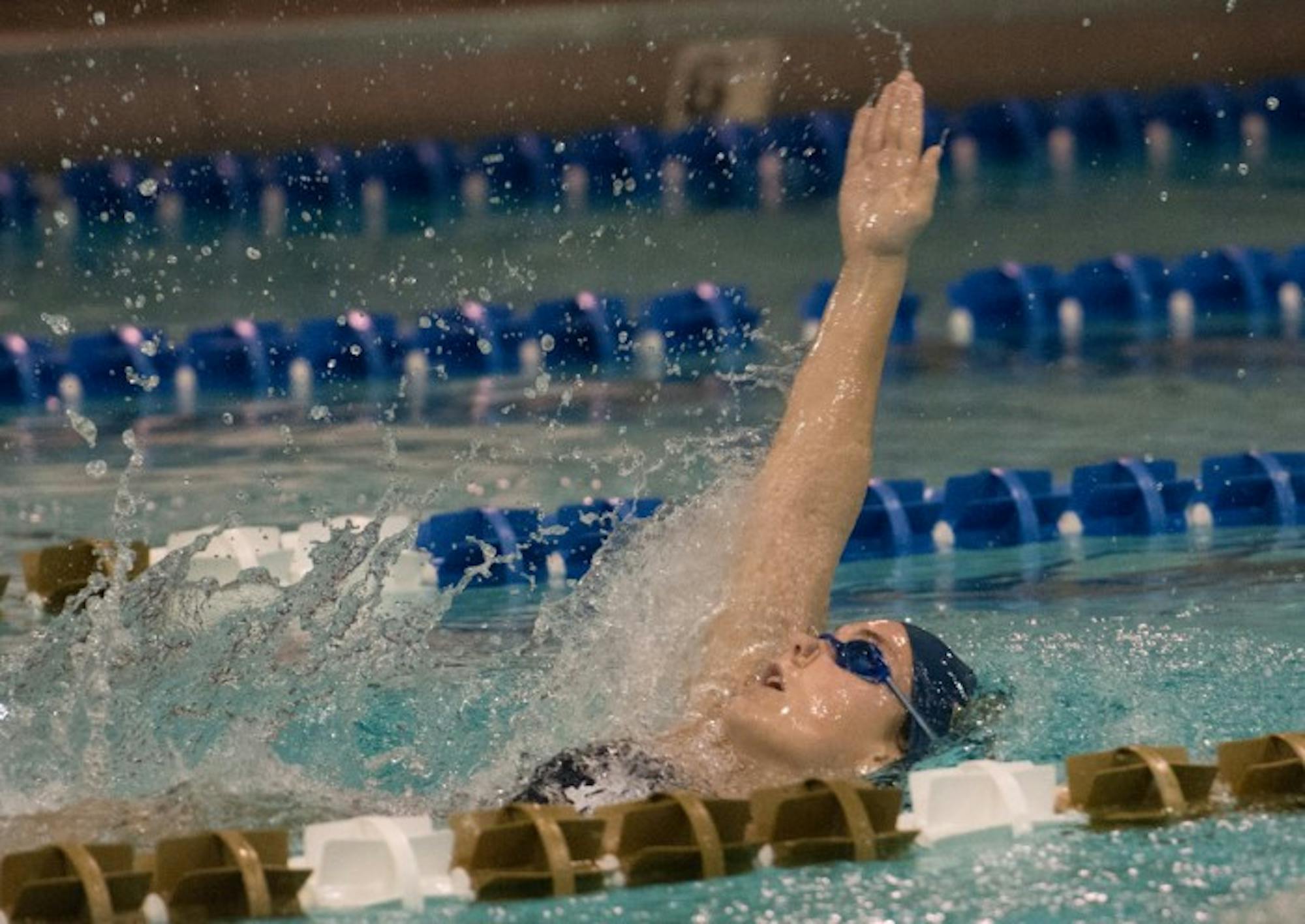 Irish senior Courtney Whyte competes in the backstroke during Notre Dame's 170-128 loss to Purdue on Nov. 1at Rolfs Aquatic Center.