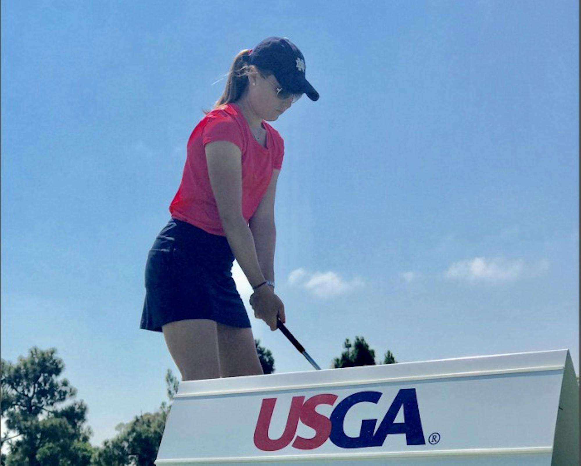 Irish junior Emma Albrecht warms up on the driving range of the U.S. Women’s Amateur, which took place Aug. 7–13 at San Diego Country Club in Chula Vista, California.
