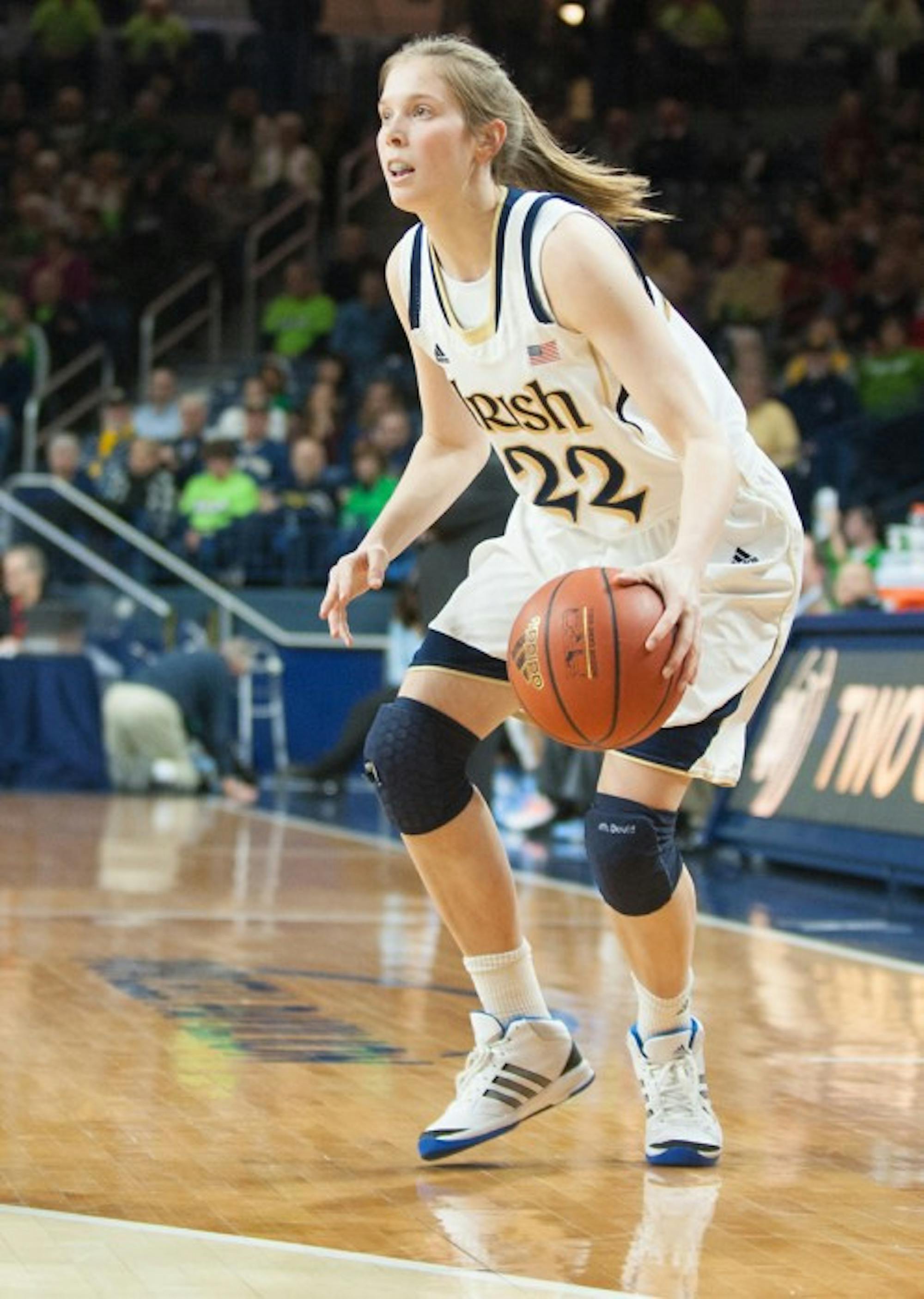 Junior guard Madison Cable line up a 3-point shot during Notre Dame's 100-75 win over North Carolina on Feb. 27.