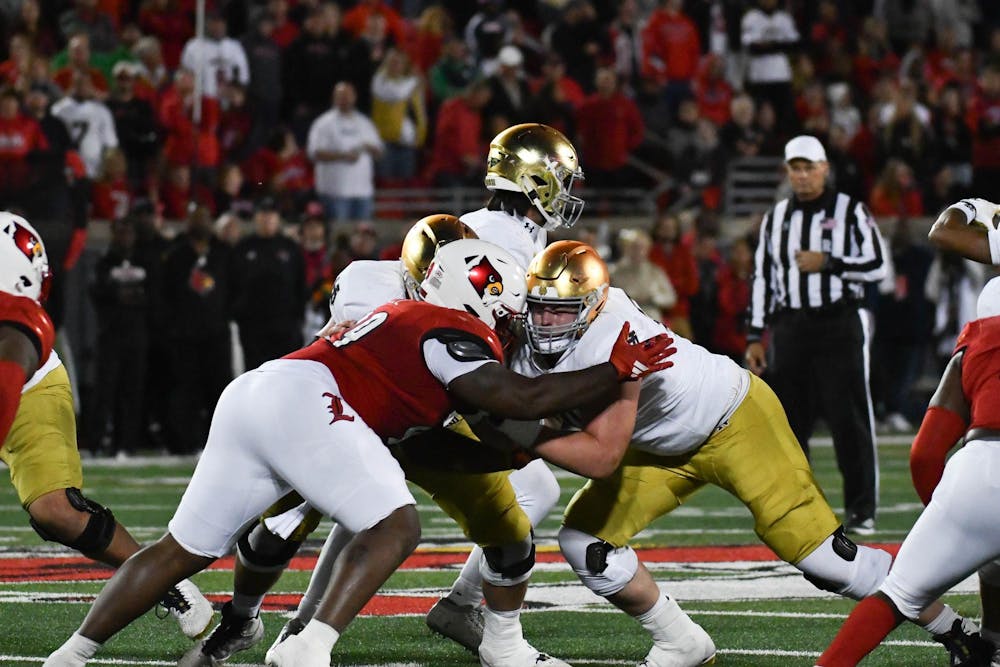 10, 78, 10072023, L&N Federal Credit Union Stadium, Meghan Lange, Notre Dame Football, Pat Coogan, Sam Hartman, University of Louisville.JPG