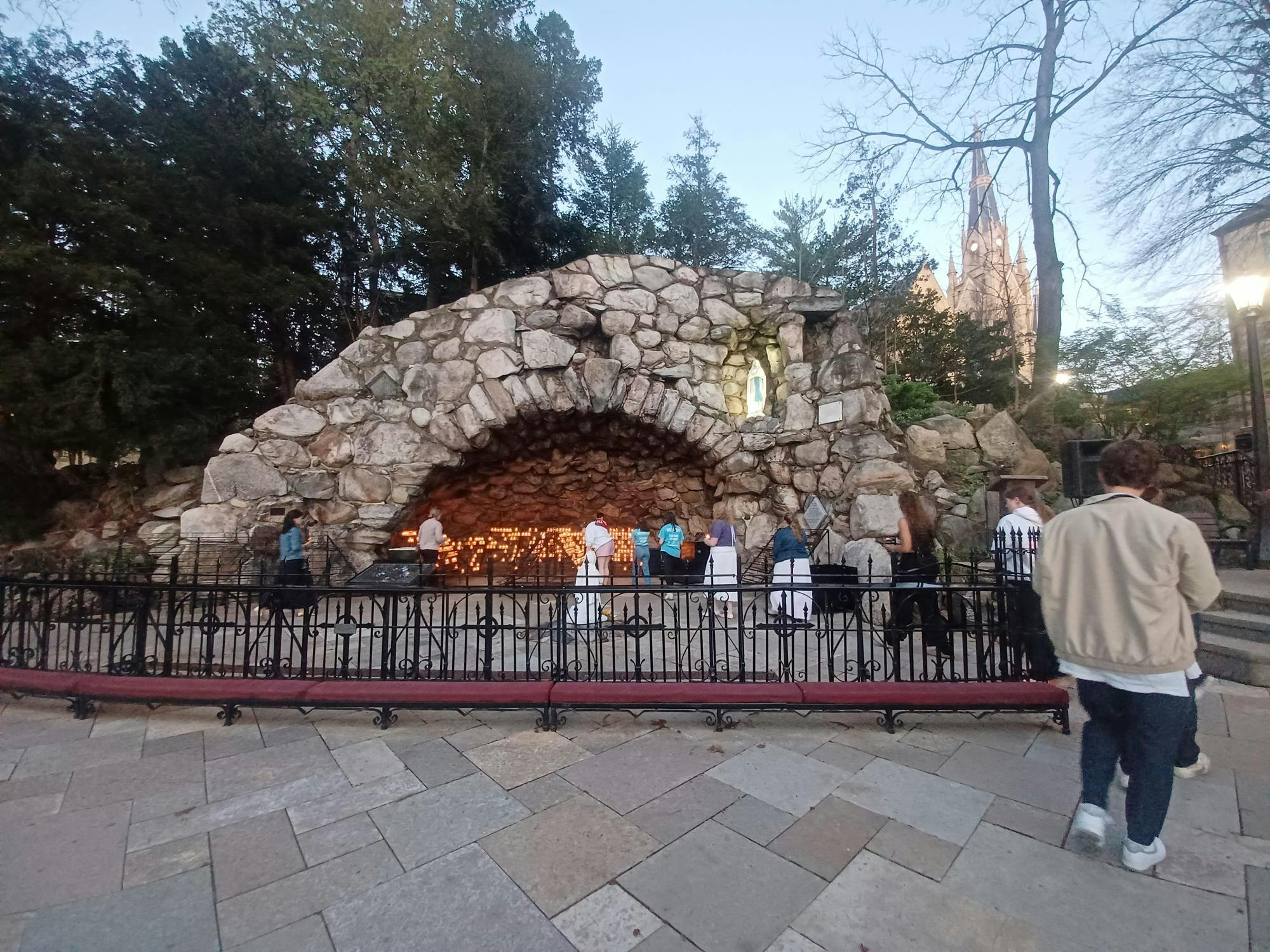 Line for candlelit vigil at the Grotto of Our Lady of Lourdes.jpg