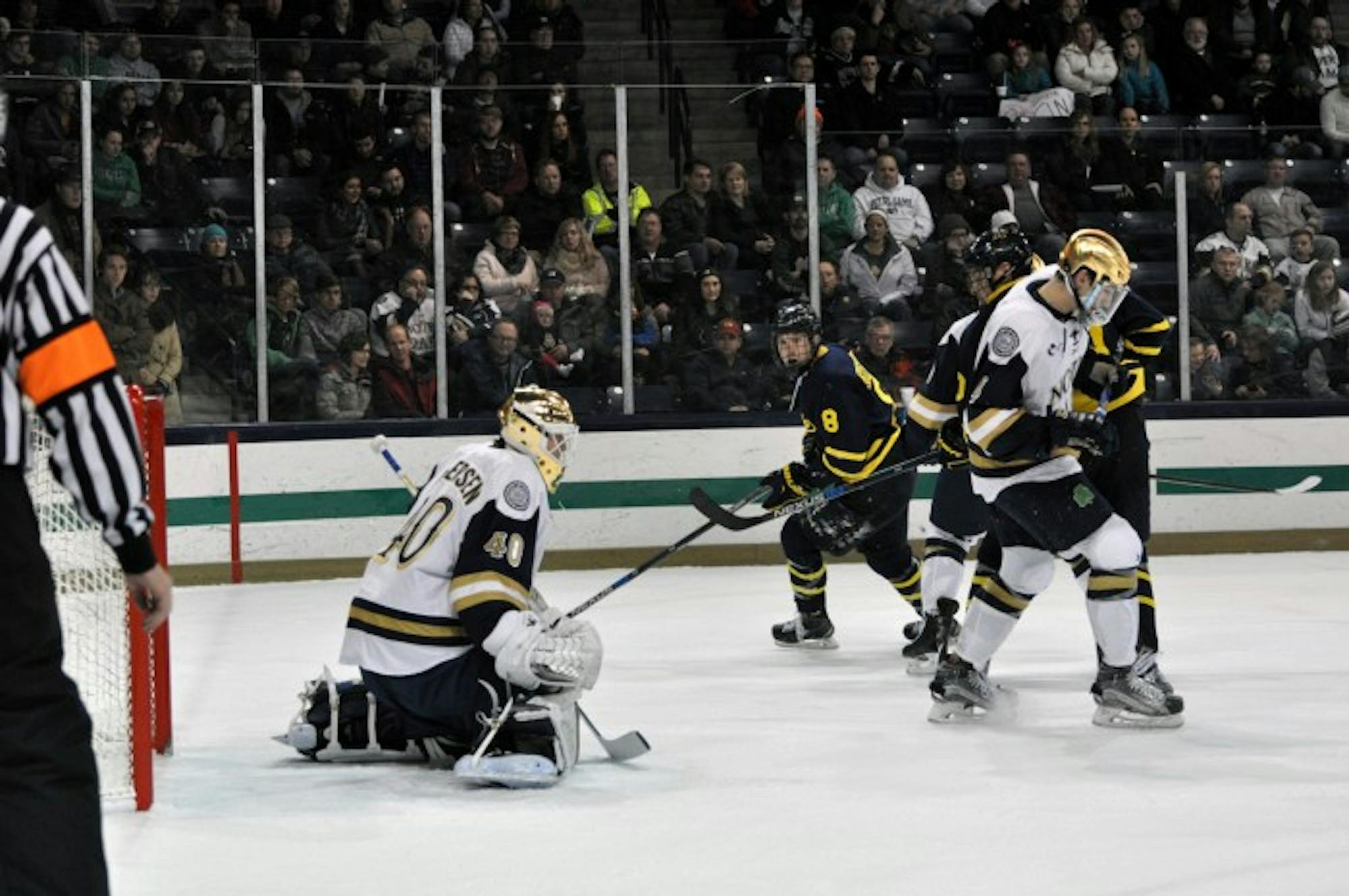 Irish sophomore goaltender Cal Petersen made 38 saves during Notre Dame's 3-1 win over Vermont on Saturday night.