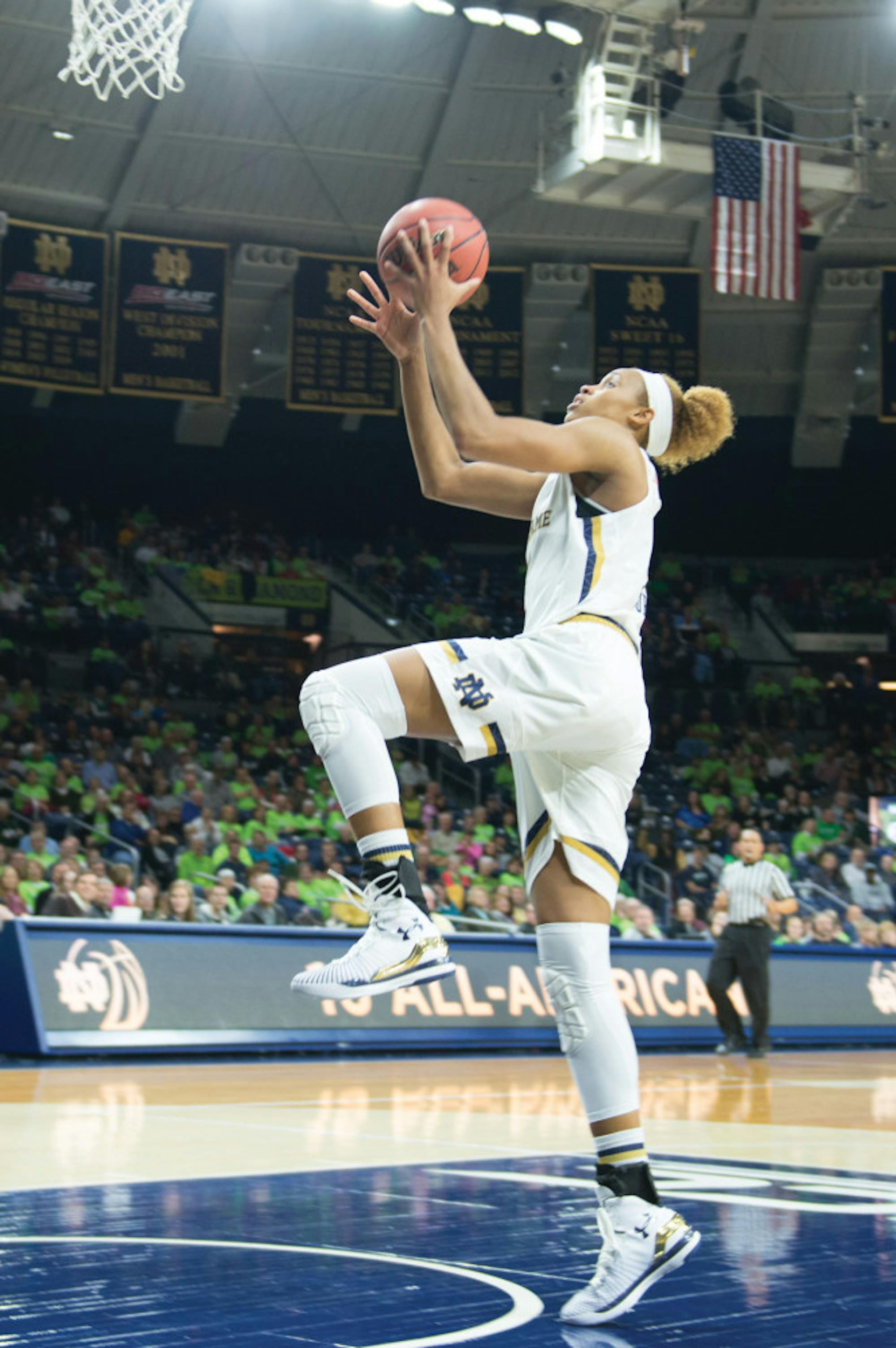 Irish freshman forward Brianna Turner during Notre Dame’s 104-29 win over Holy Cross on Nov. 23 at Purcell Pavilion.