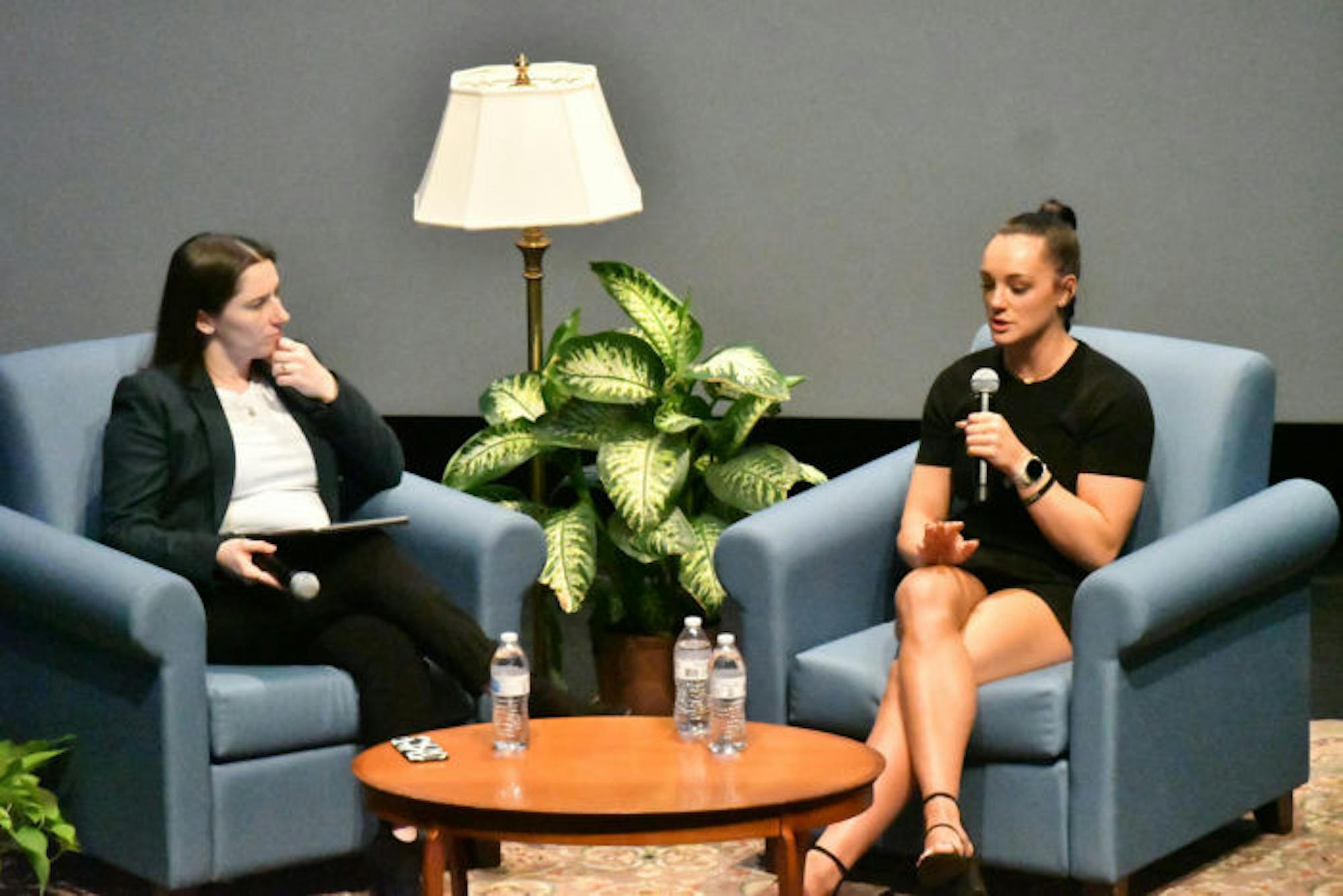 Maggie Nichols, known as “Athlete A” in the Larry Nassar sexual abuse case, spoke at Saint Mary’s Monday evening.