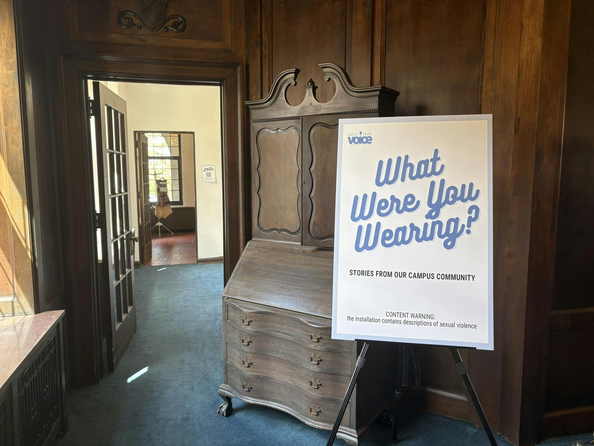 "What Were You Wearing?" exhibition hosted in Stapleton Lounge