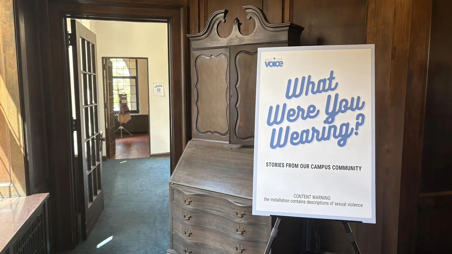"What Were You Wearing?" exhibition hosted in Stapleton Lounge