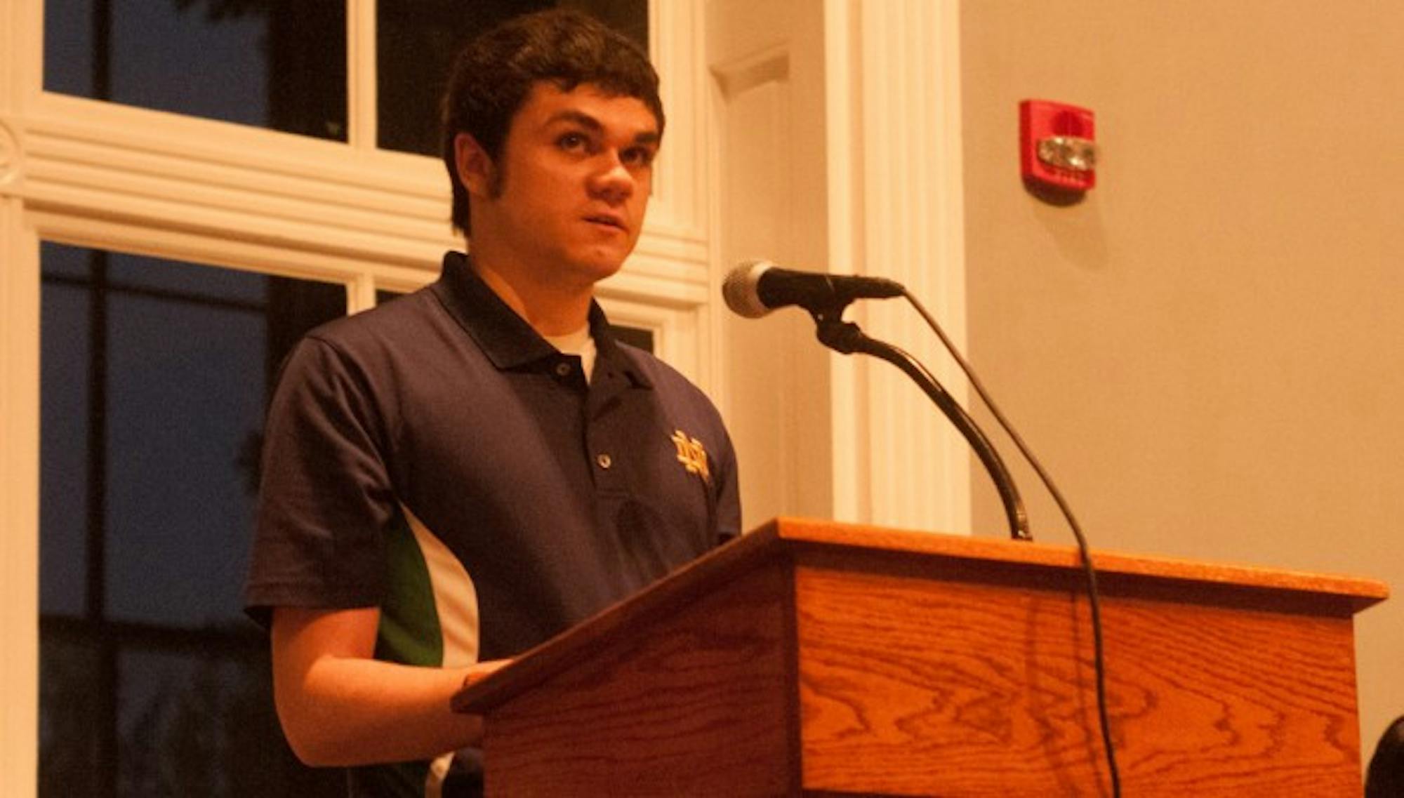 Sophomore Brendan Coughlan discusses the devastating consequences of mental illness and possible solutions to alleviate the stigma surrounding it at “In Our Own Words” for Mental Illness Awareness Week.