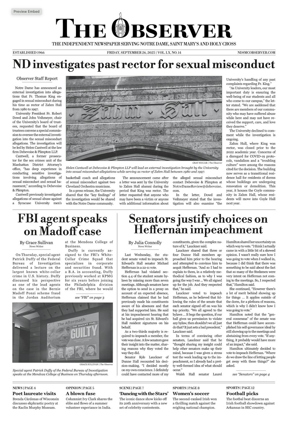 Front page: September 26, 2025
