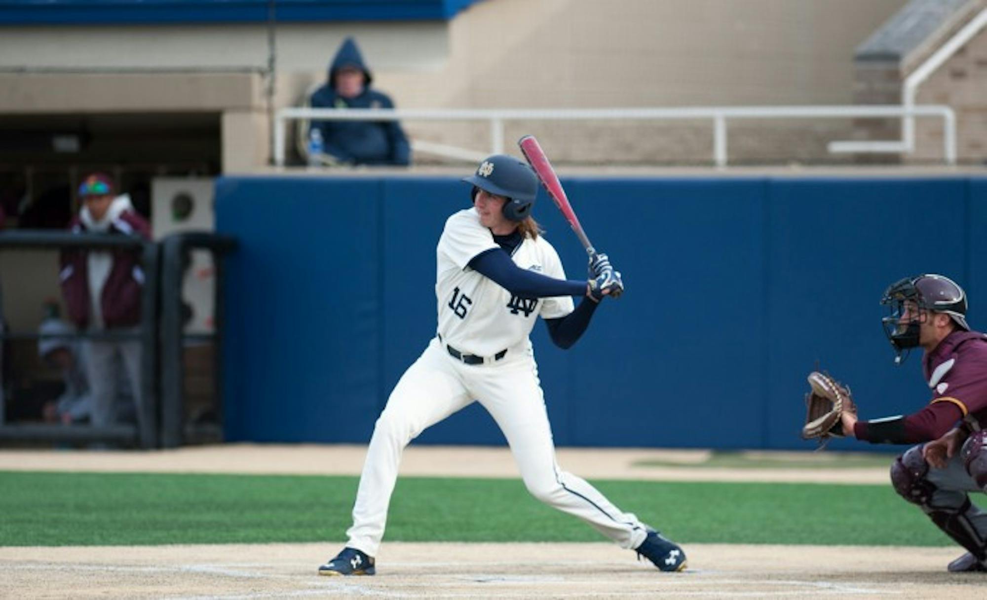 Junior infielder Zak Kutsulis swings during a win against Central Michigan on March 18. Kutsulis has stolen five bases this year.