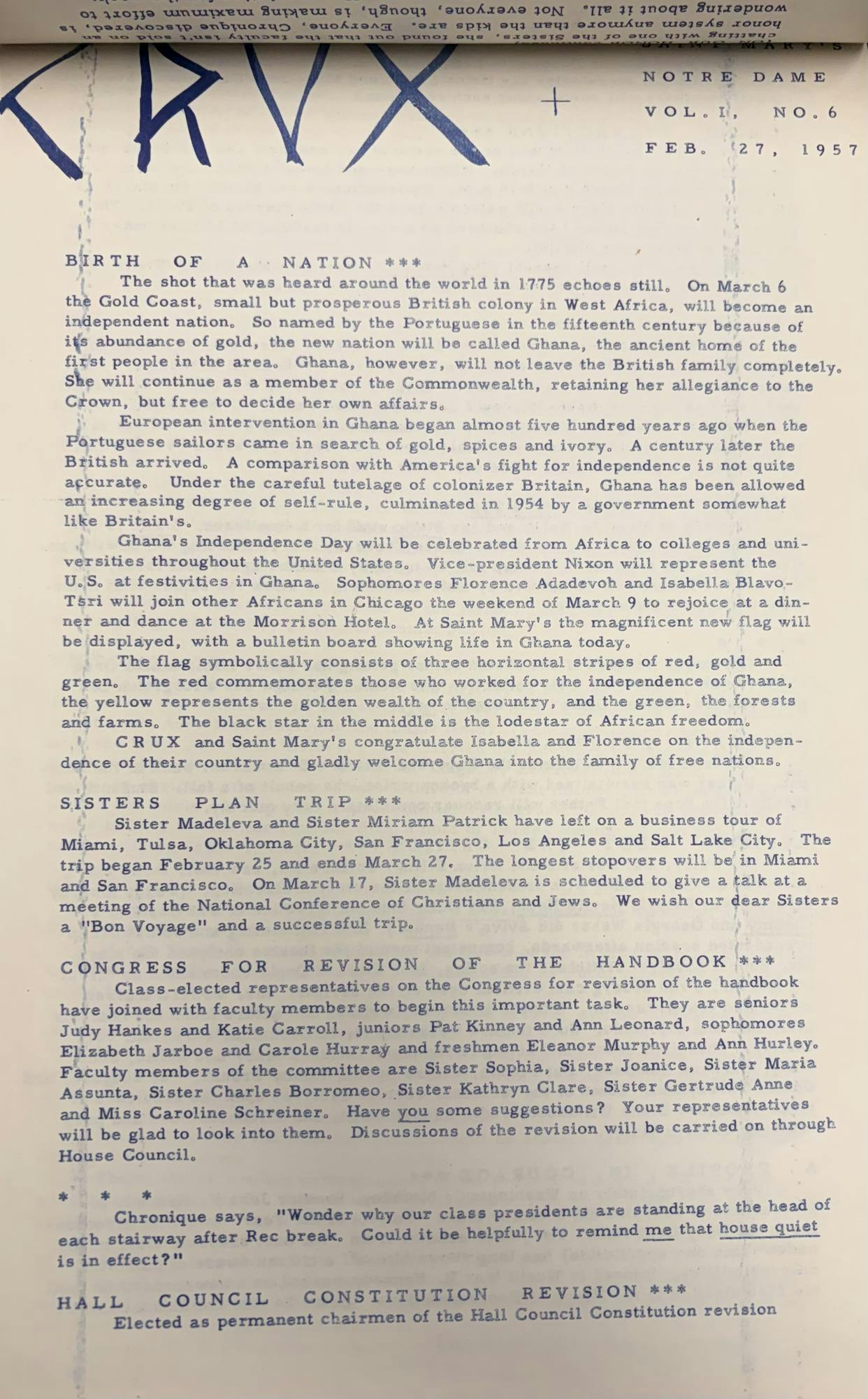 Saint Mary‘s newspaper publications throughout history