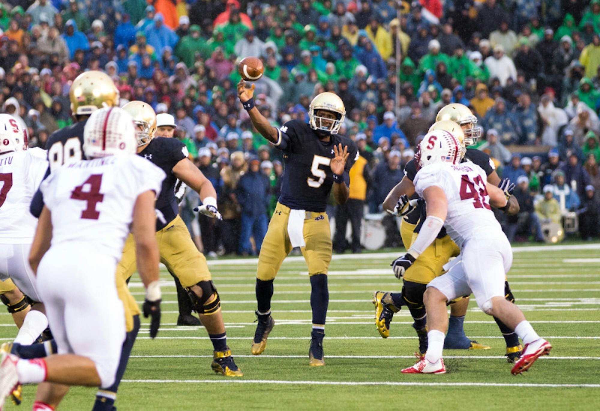 20141004, 2014-2015, 20141004, Football, Golson, Kevin Song, Notre Dame Stadium, vs Stanford