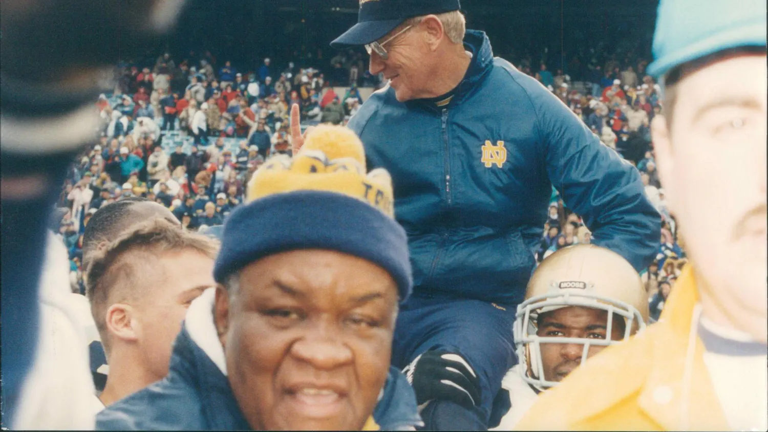 NDFB Holtz, Lou Carried off 1993 Cotton Bowl.jpg