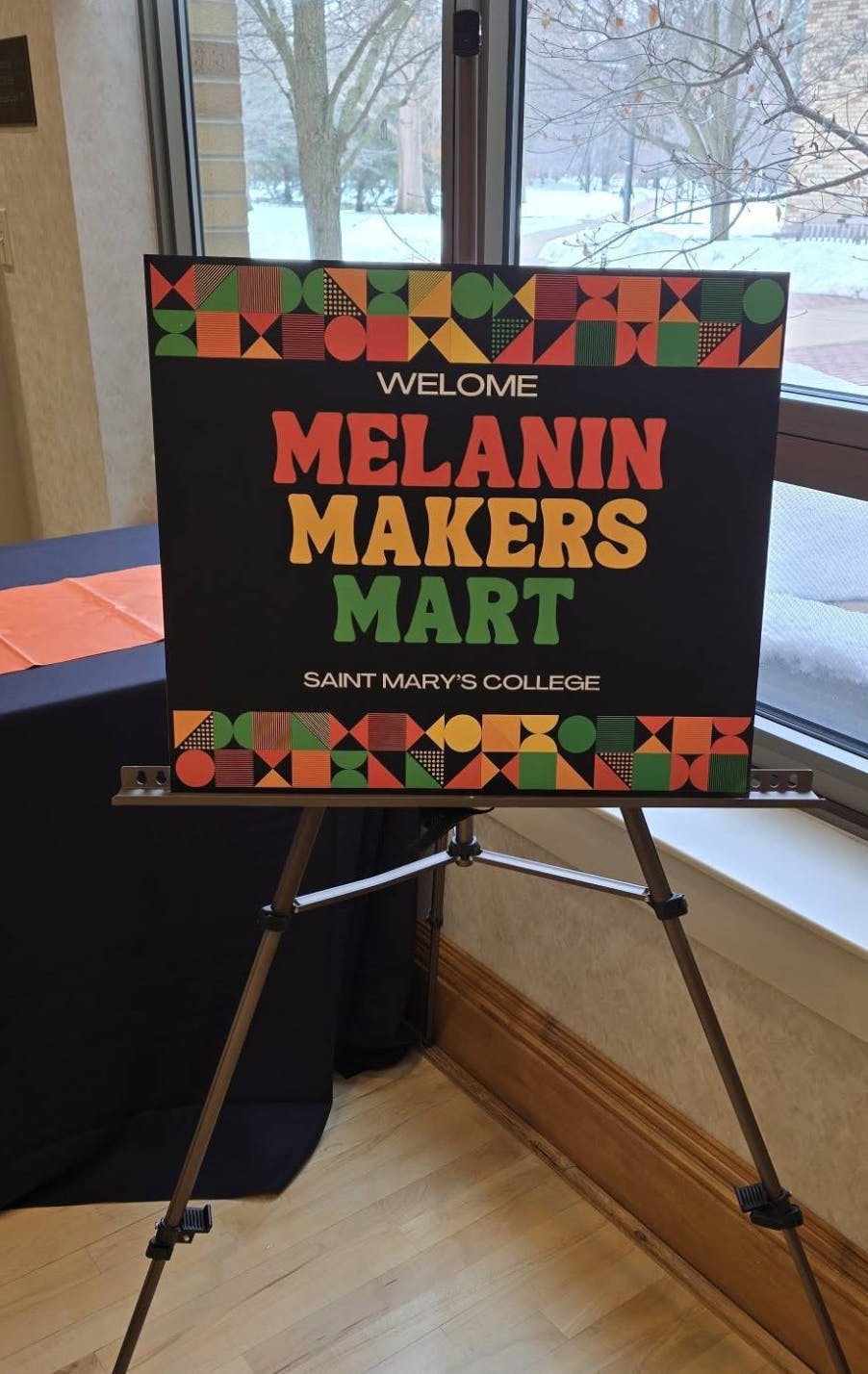 Sign on the front representing Melanin Makers Mart