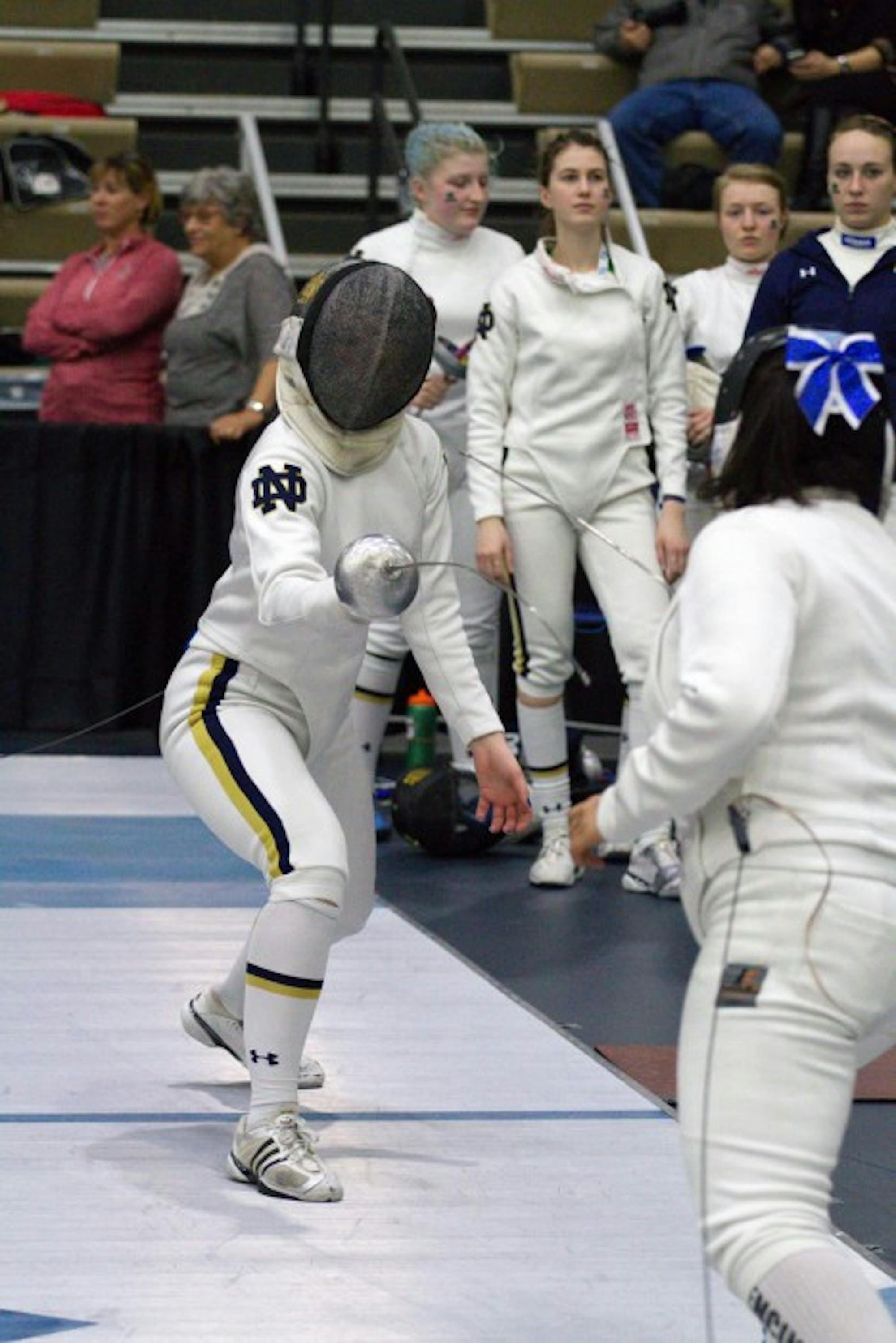 Sophomore Marie-Anne Roche competes in the Northwestern Duals on Saturday at Notre Dame’s Castellan Family Fencing Center.