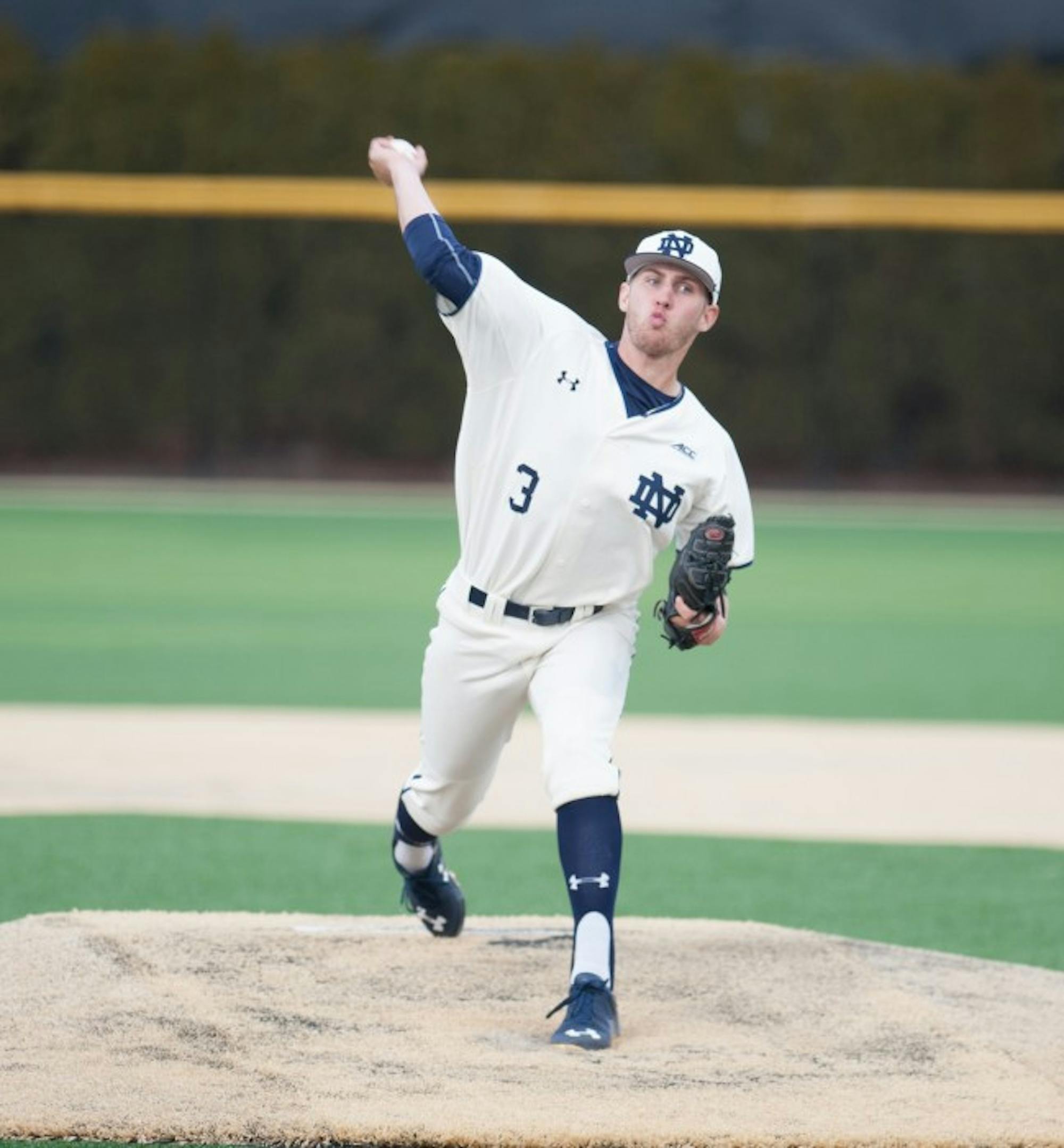 Sophomore right-hander Ryan Smoyer pitches against Central Michigan on March 18 at Frank Eck Stadium.