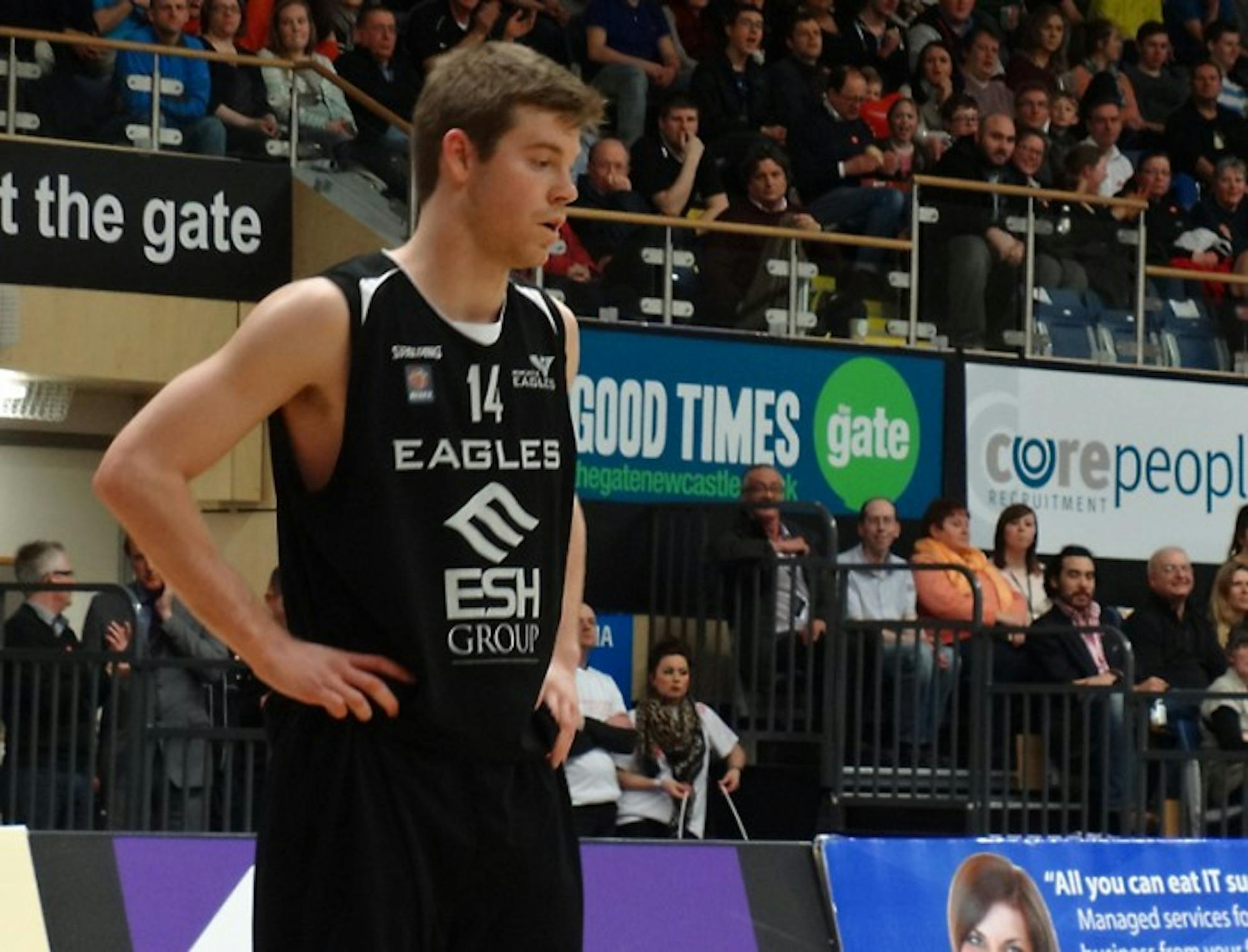 Former Irish guard Scott Martin, now playing for the Esh Group Eagles Newcastle in the British Basketball League, is averaging 16.0 points and 9.8 rebounds per game in his first professional season.