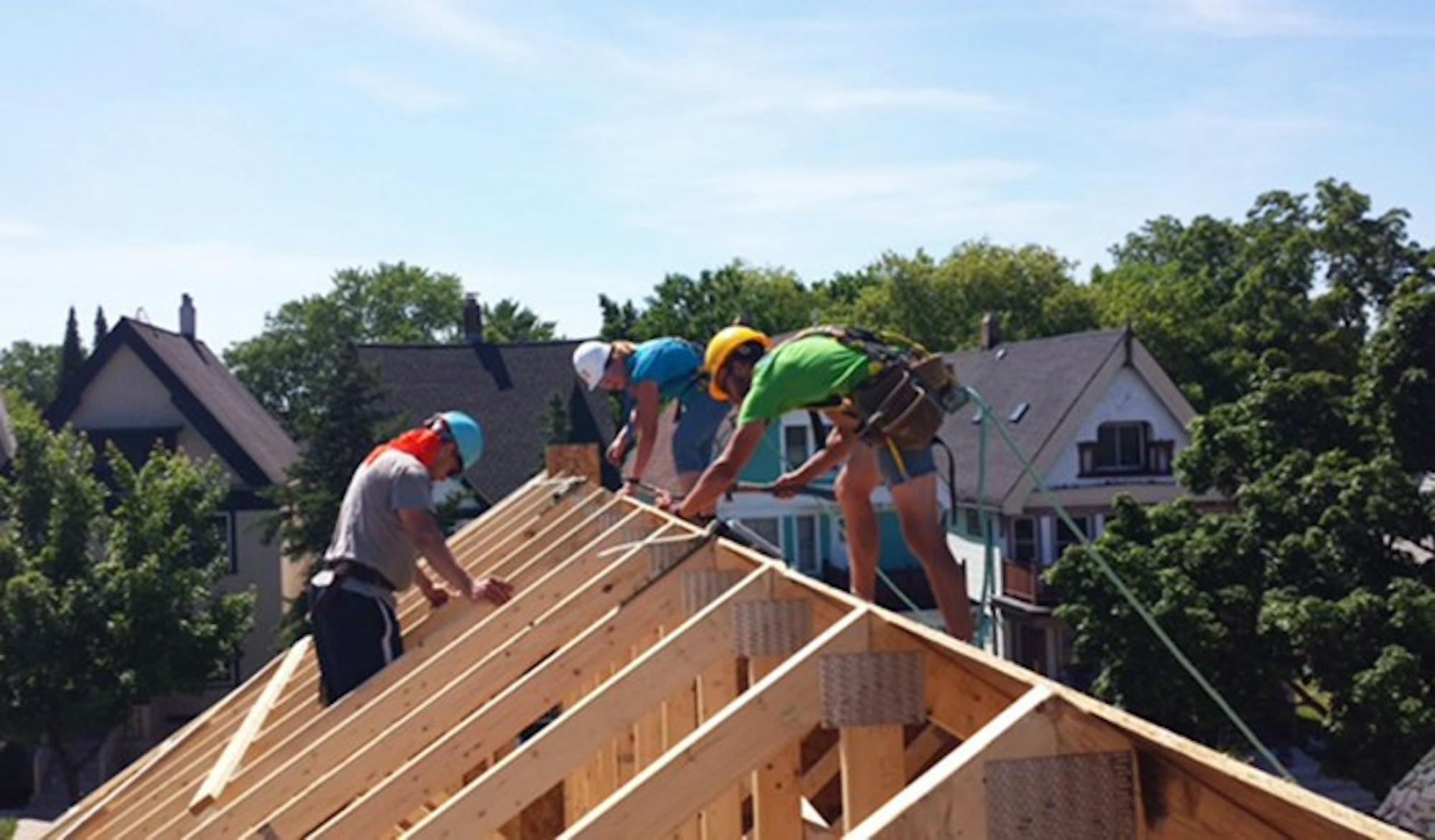 Sophomore Brittany Margritz works on a construction project in Milwaukee over the summer. Margritz volunteered for Habitat for Humanity, part of her SSLP sponsored by the University.
