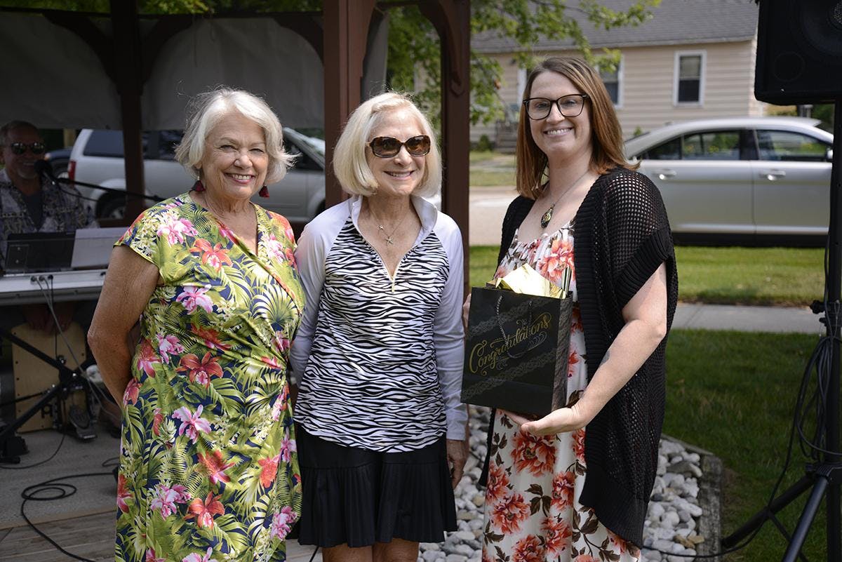 garden party Cindy Mary Ellen Tiffany with gift.jpg
