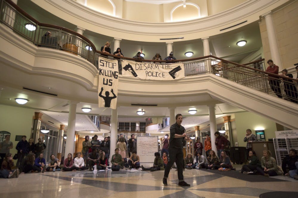 Students occupy Baker University Center following Michael Brown decision  