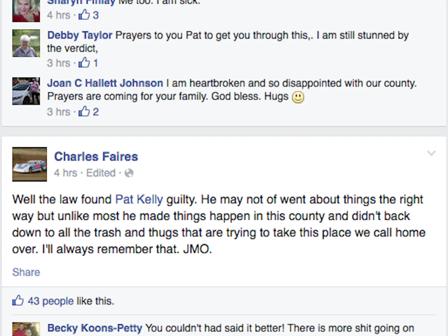 Pat Kelly Facebook Posts