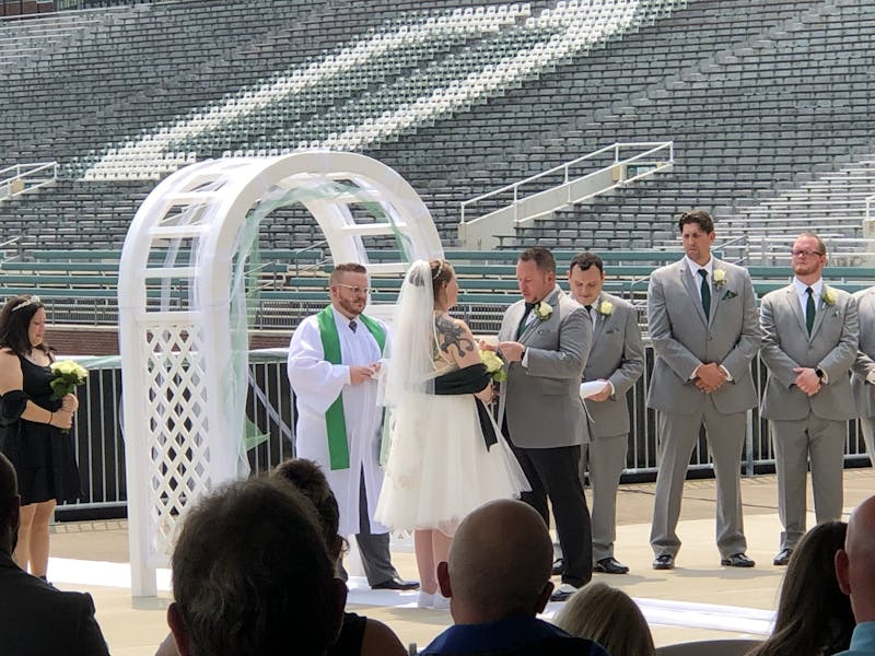 The backstory of the first wedding held at Peden Stadium