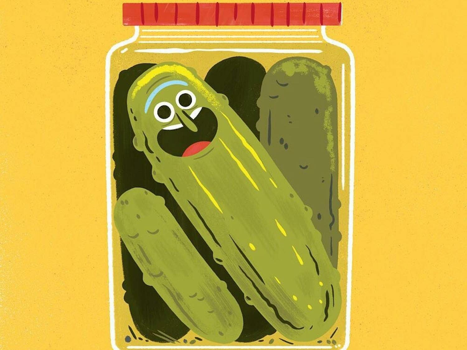 Rick turns himself into a pickle to avoid family counseling on the latest Rick and Morty. (Photo via @rickandmorty Instagram)