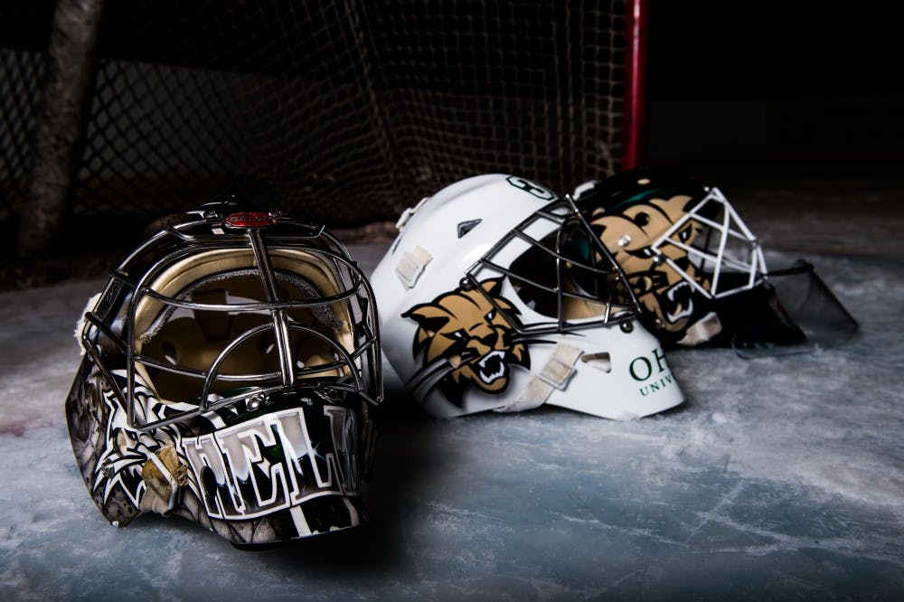 Three goalies masks at Bird Arena on October 18th, 2016 MATT STARKEY|FOR THE POST