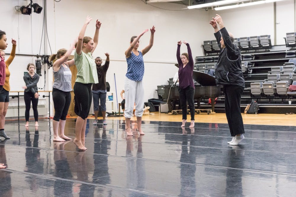 Students in the Summer Dance Institute work directly with David Dorfman, June 21, 2017. Photo by Todd Jacops.