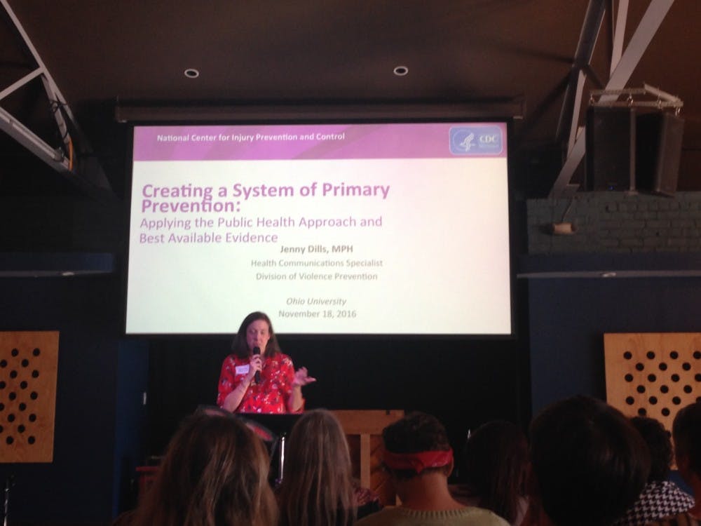 Jenny Dills, health communication specialist for the Division of Violence Prevention at the Centers for Disease Control and Prevention, spoke at Central Venue Friday afternoon.&nbsp;