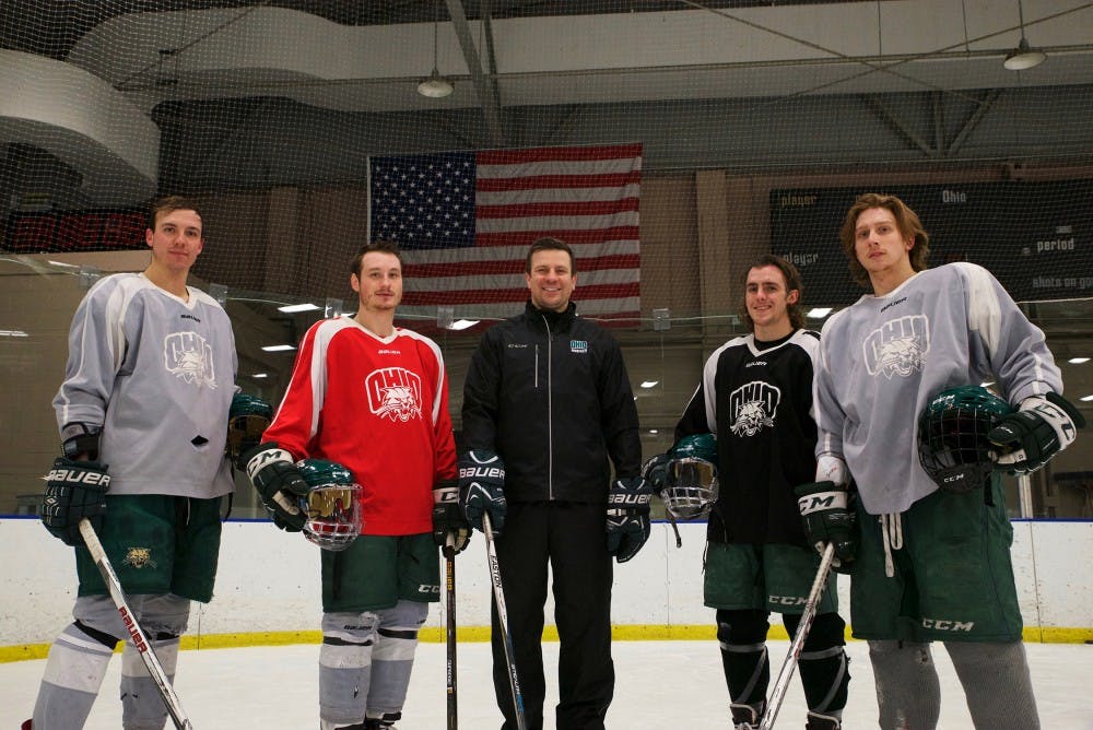 (From left to right) Joe Breslin, Mike LaFrenier, Head Coach Sean Hogan, Matt Hartman and Matt Rudin will all be representing Ohio University and Team USA in Kazakhstan at the World University Games.  