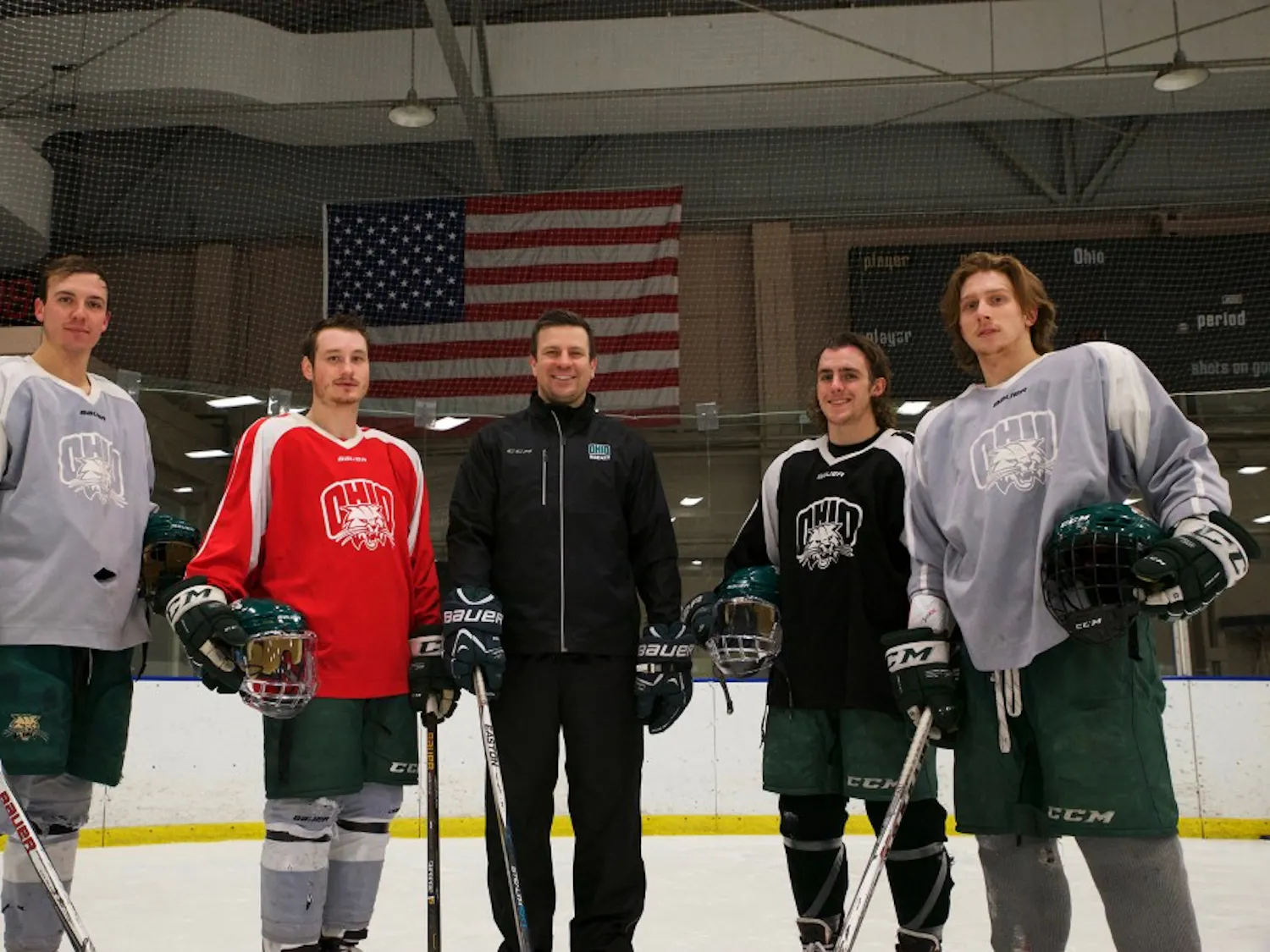 (From left to right) Joe Breslin, Mike LaFrenier, Head Coach Sean Hogan, Matt Hartman and Matt Rudin will all be representing Ohio University and Team USA in Kazakhstan at the World University Games.