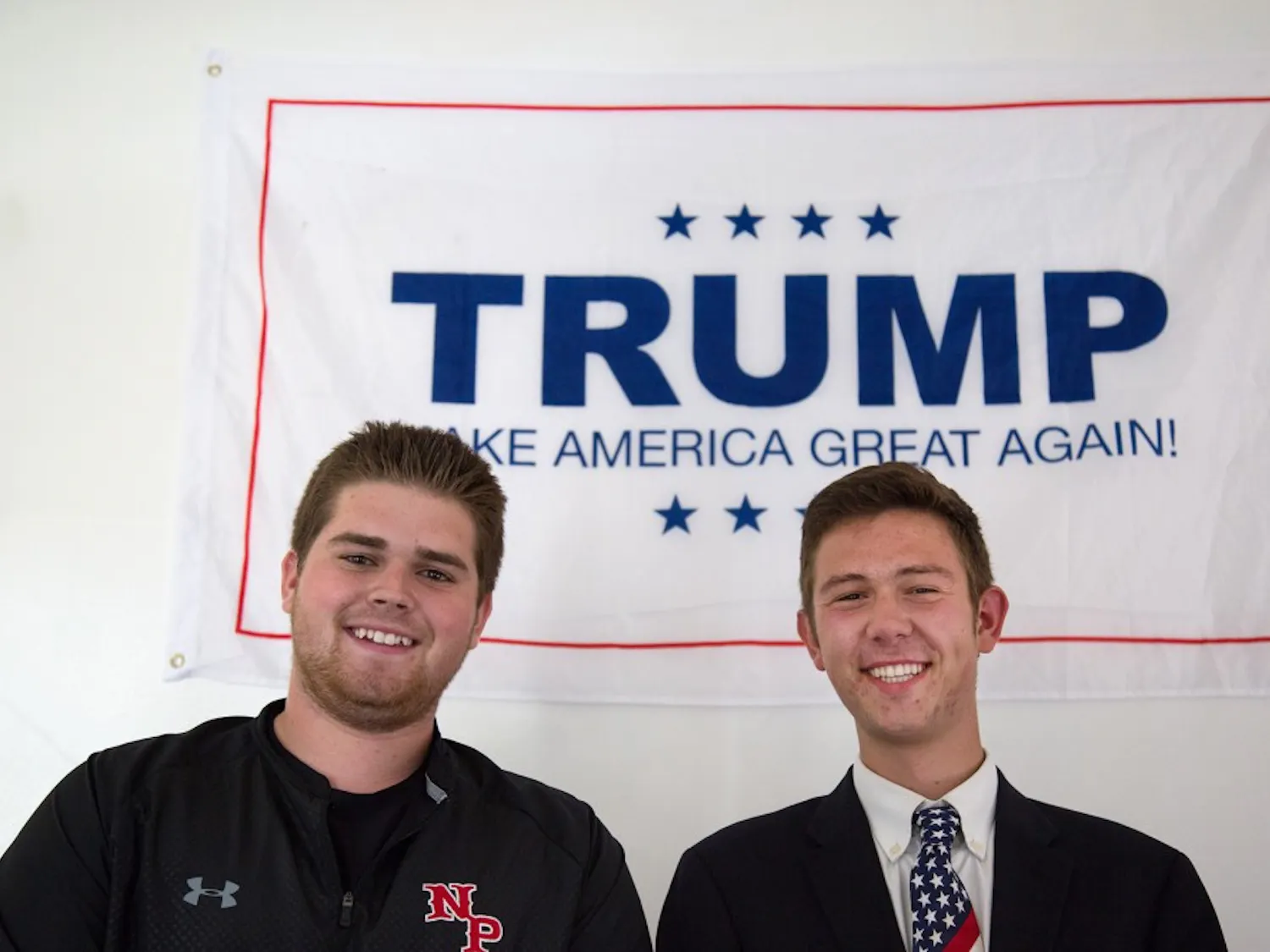 Casey Kinsey, political director for the OU College Republicans, and David Parkhill, president of the OU College Republicans, pose for a portrait on September 27, 2016 at their apartment. Both Kinsey and Parkill are student volunteers for Donald Trump's campaign.