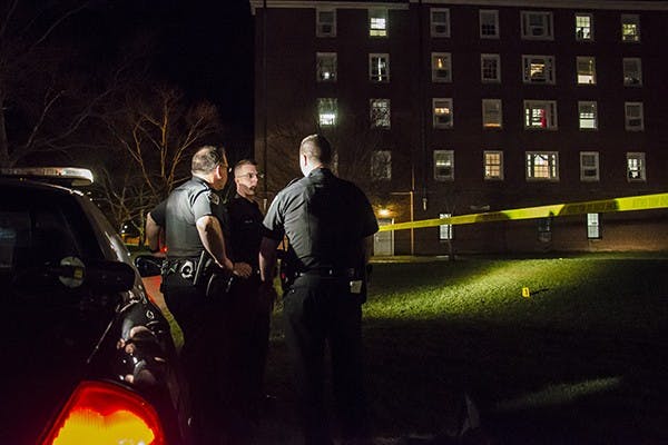 Disturbance on South Green leaves area taped off  