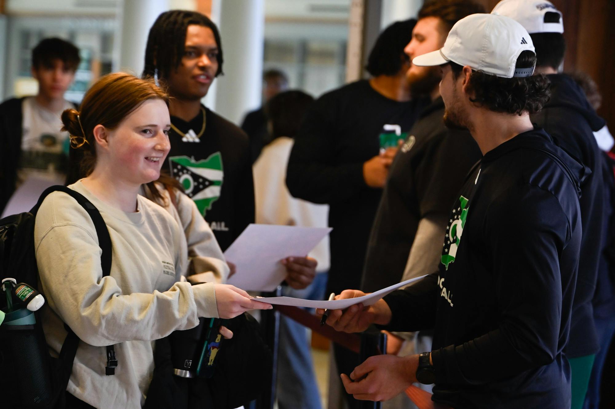 Ohio football celebrates bowl game win, serves coffee
