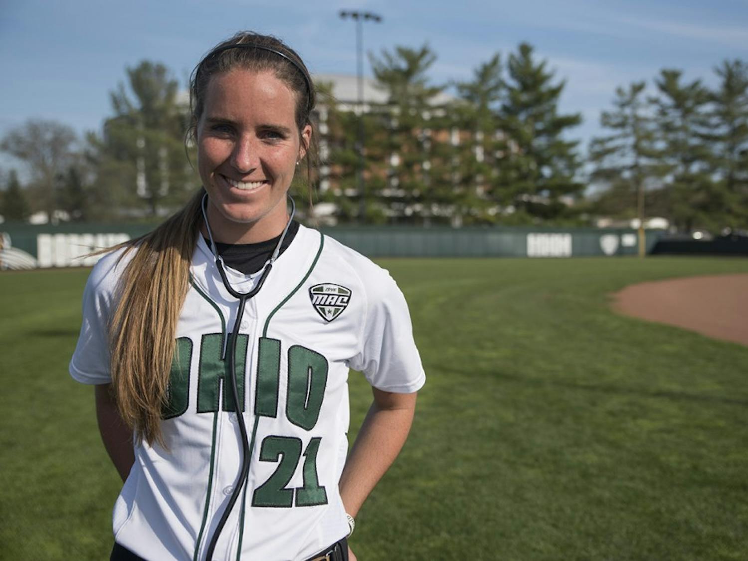 Savannah Jo Dorsey poses for a portrait at the Ohio University Women's Softball Complex in 2017.